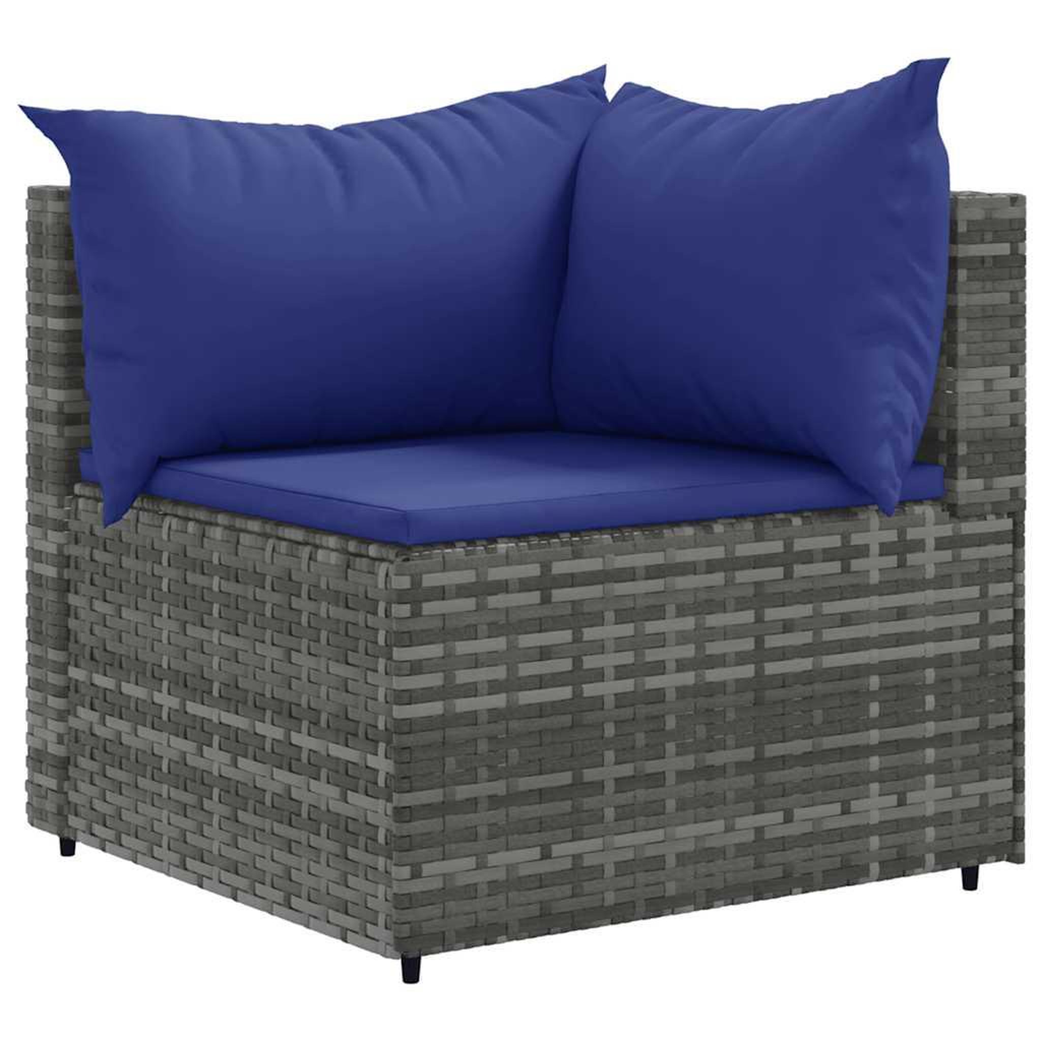 Voir la diapositive 3 : VIDAXL Salon de jardin 7 pcs avec coussins Gris Resine tressee