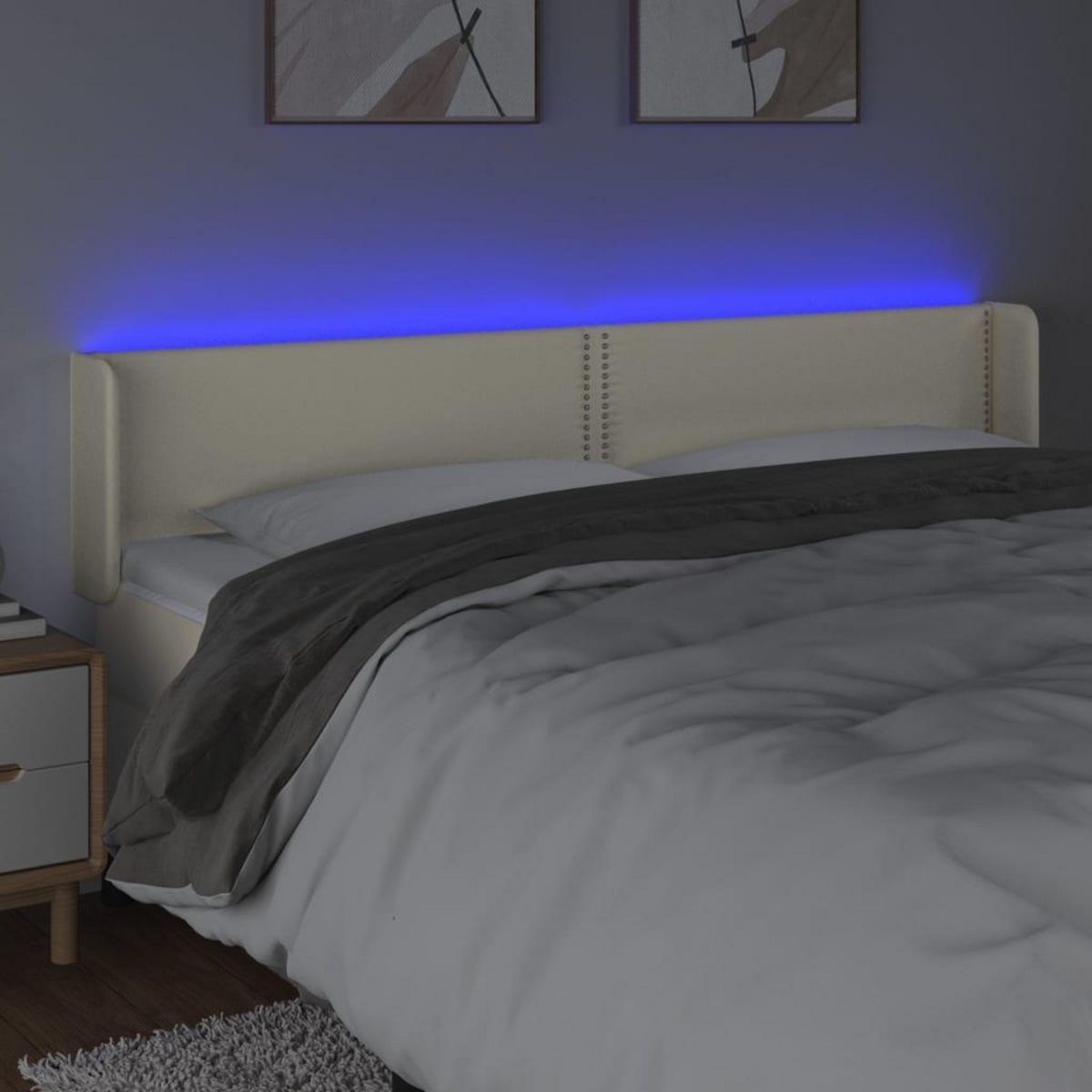 VIDAXL Tete de lit a LED Creme 163x16x78/88 cm Similicuir