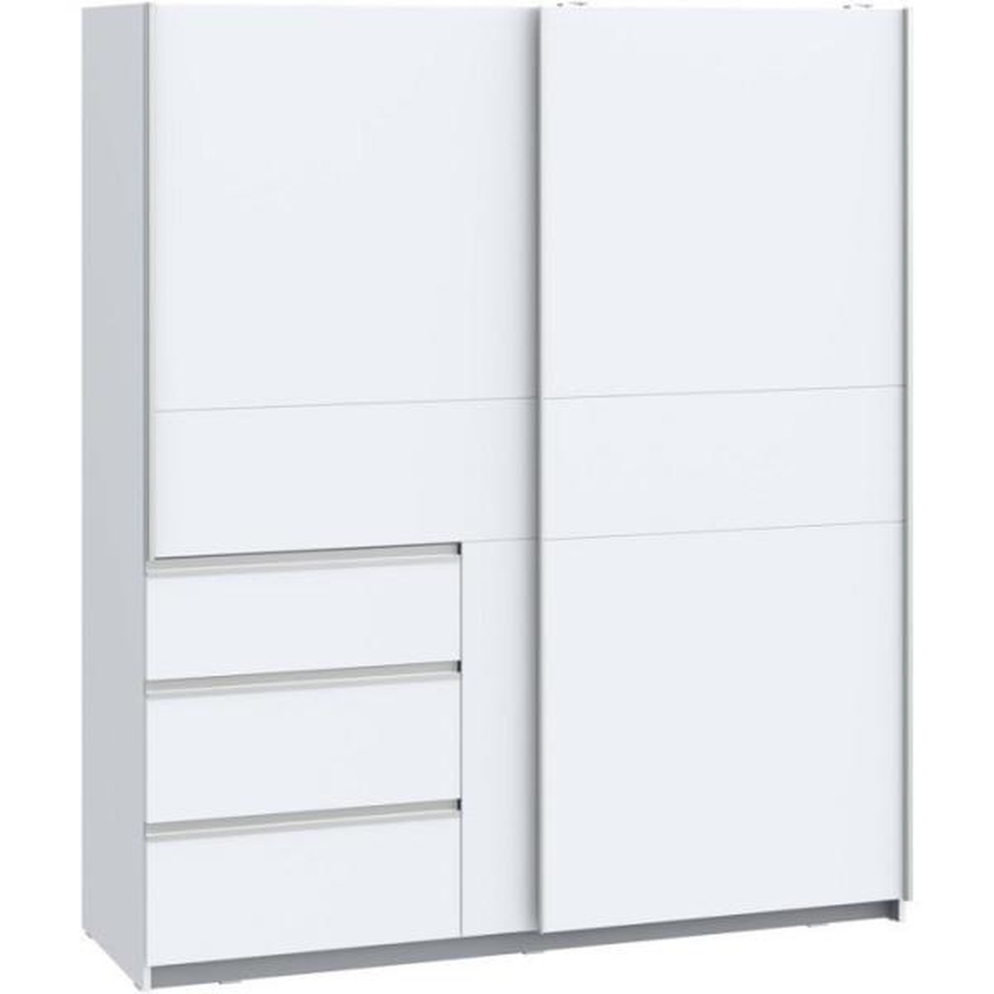 Voir la diapositive 3 : MARKET24 Armoire - 2 portes coulissantes 3 tiroirs - Décor Blanc - L170 x P61 x H200 cm - WINN 2