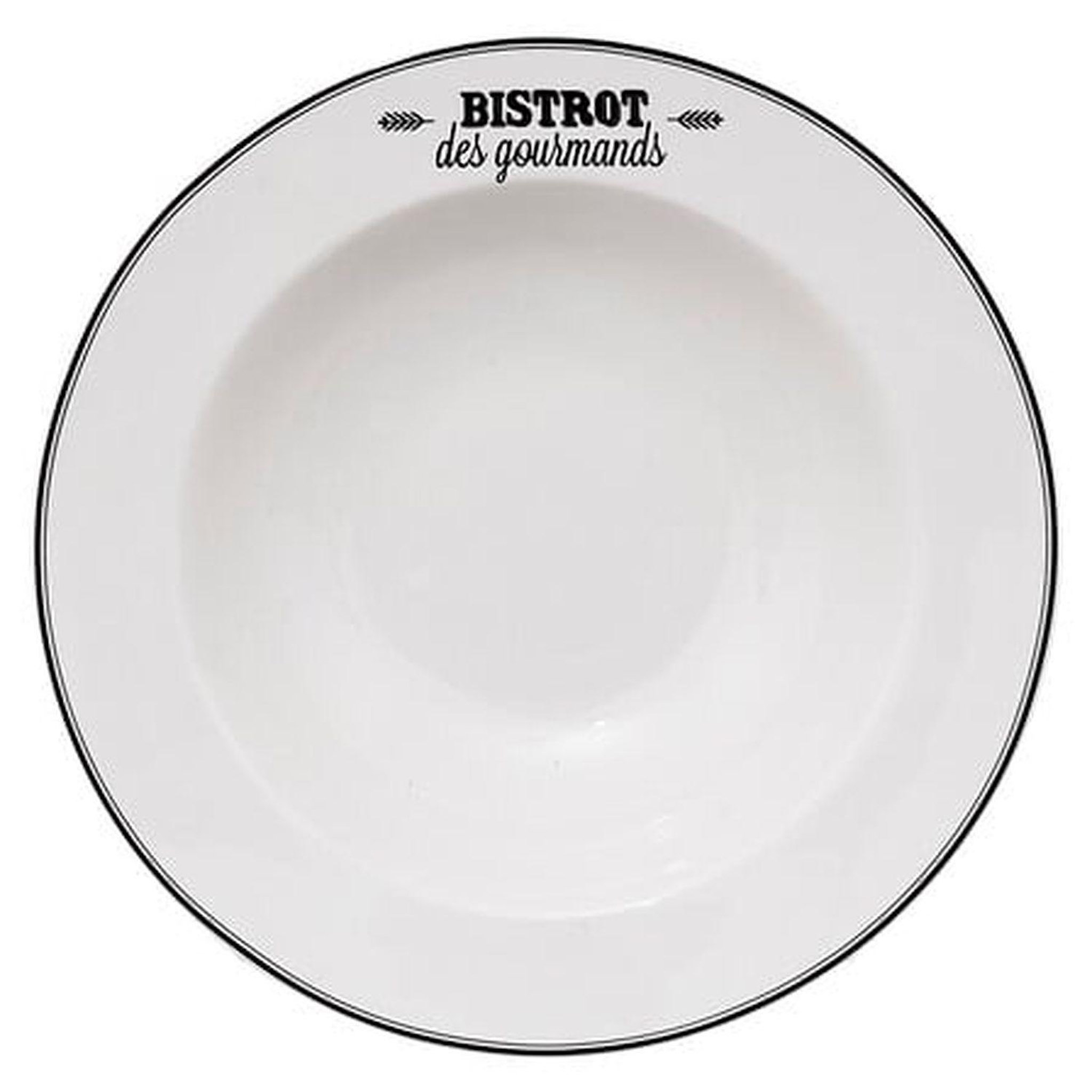 Voir la diapositive 2 : TOILINUX Lot de 12 assiettes à pâtes  bistrot des gourmands  - blanc