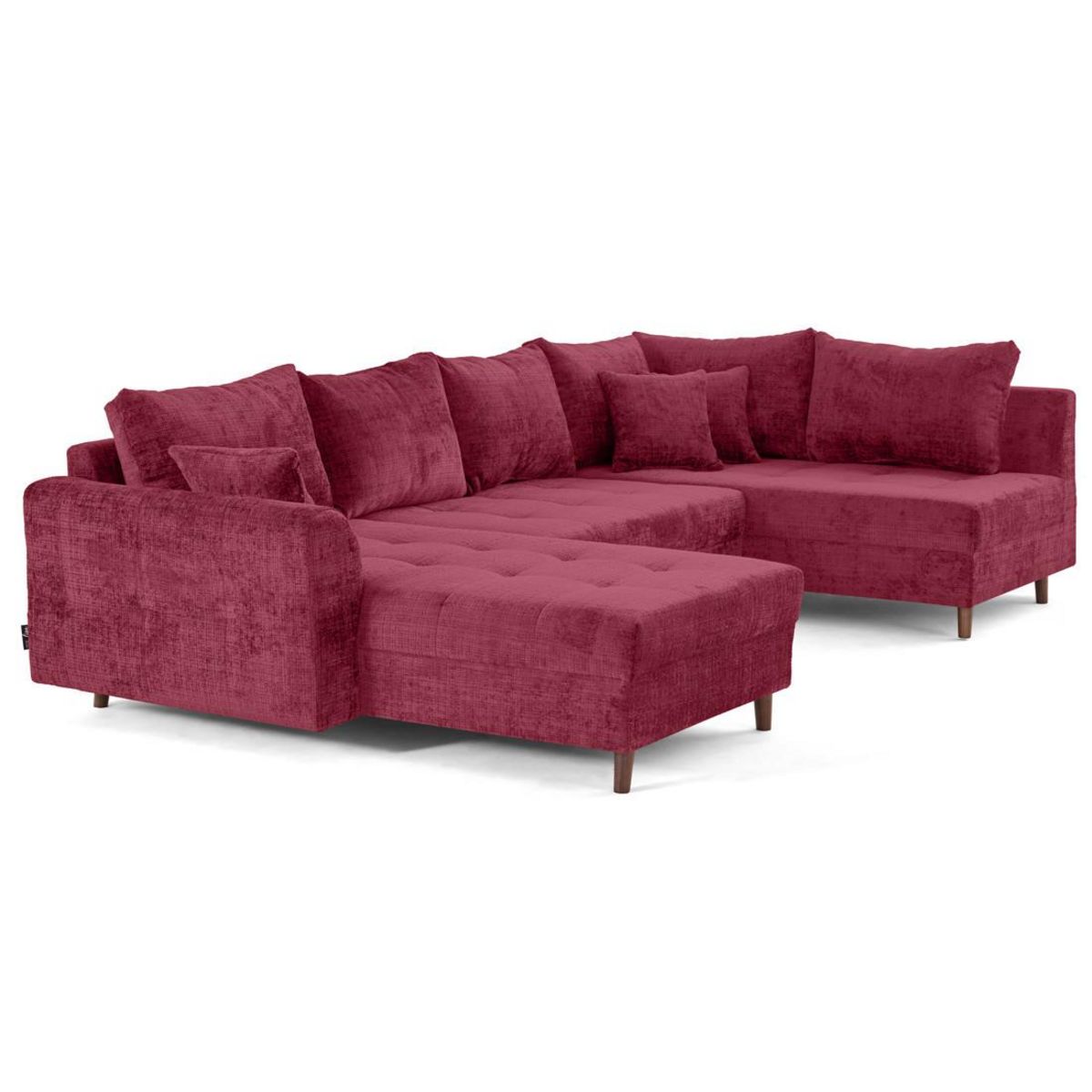 LISA DESIGN Rune - canapé panoramique d'angle droit 7 places en velours texturé