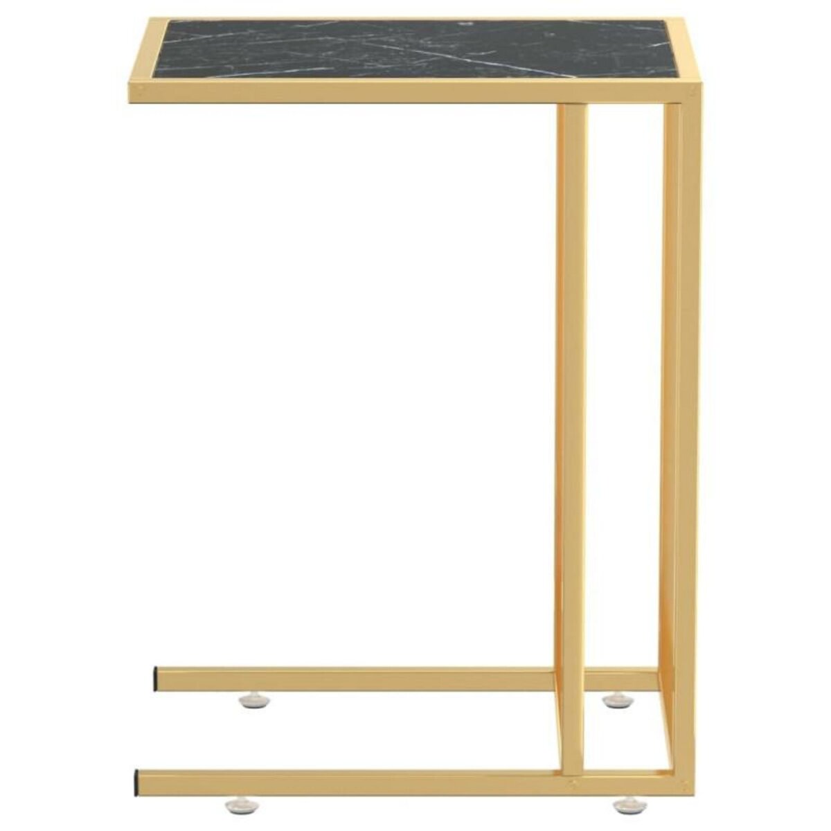 VIDAXL Table d appoint ordinateur Marbre noir 50x35x65 cm Verre trempé