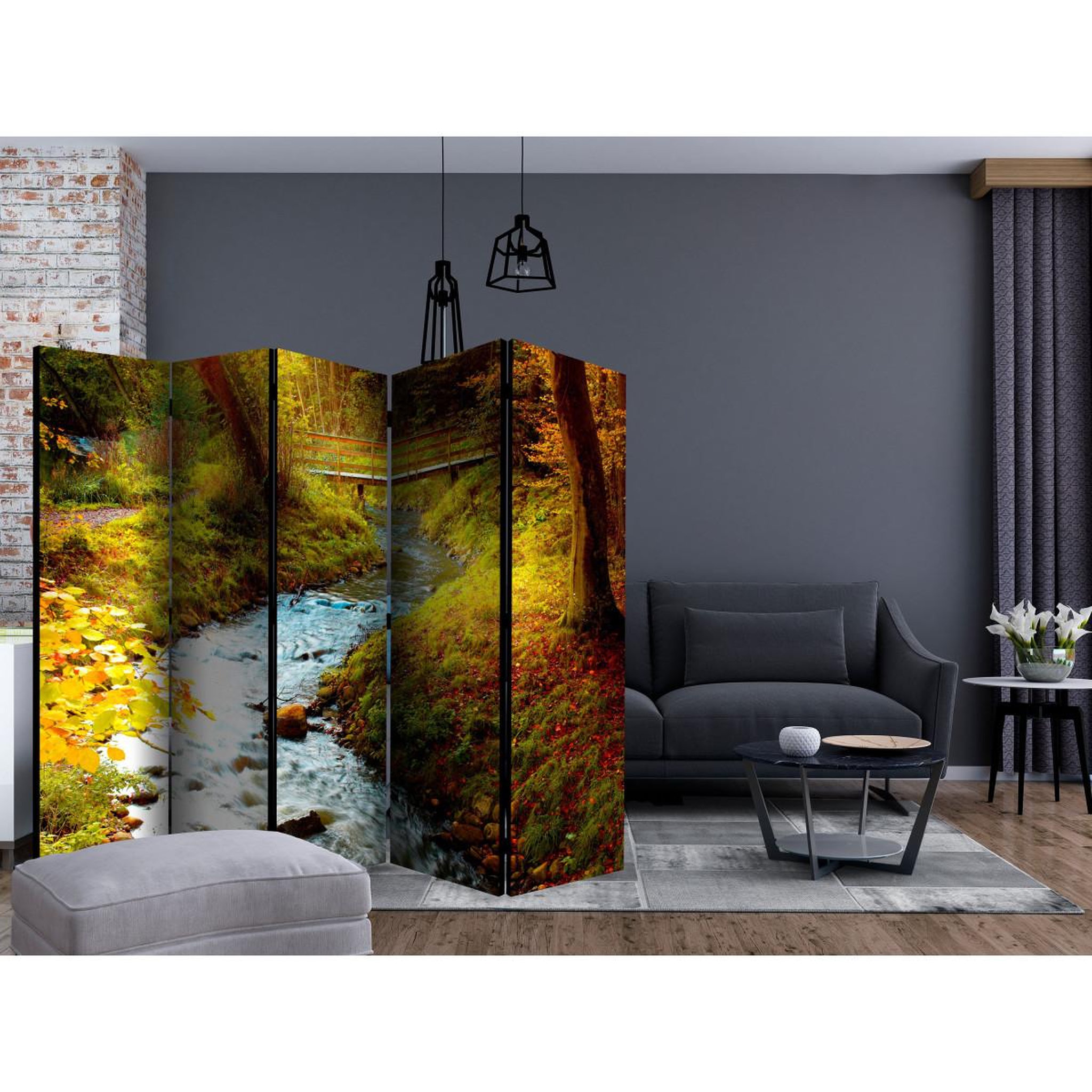 Voir la diapositive 2 : Paris Prix Paravent 5 volets  brook sunrise  172x225cm