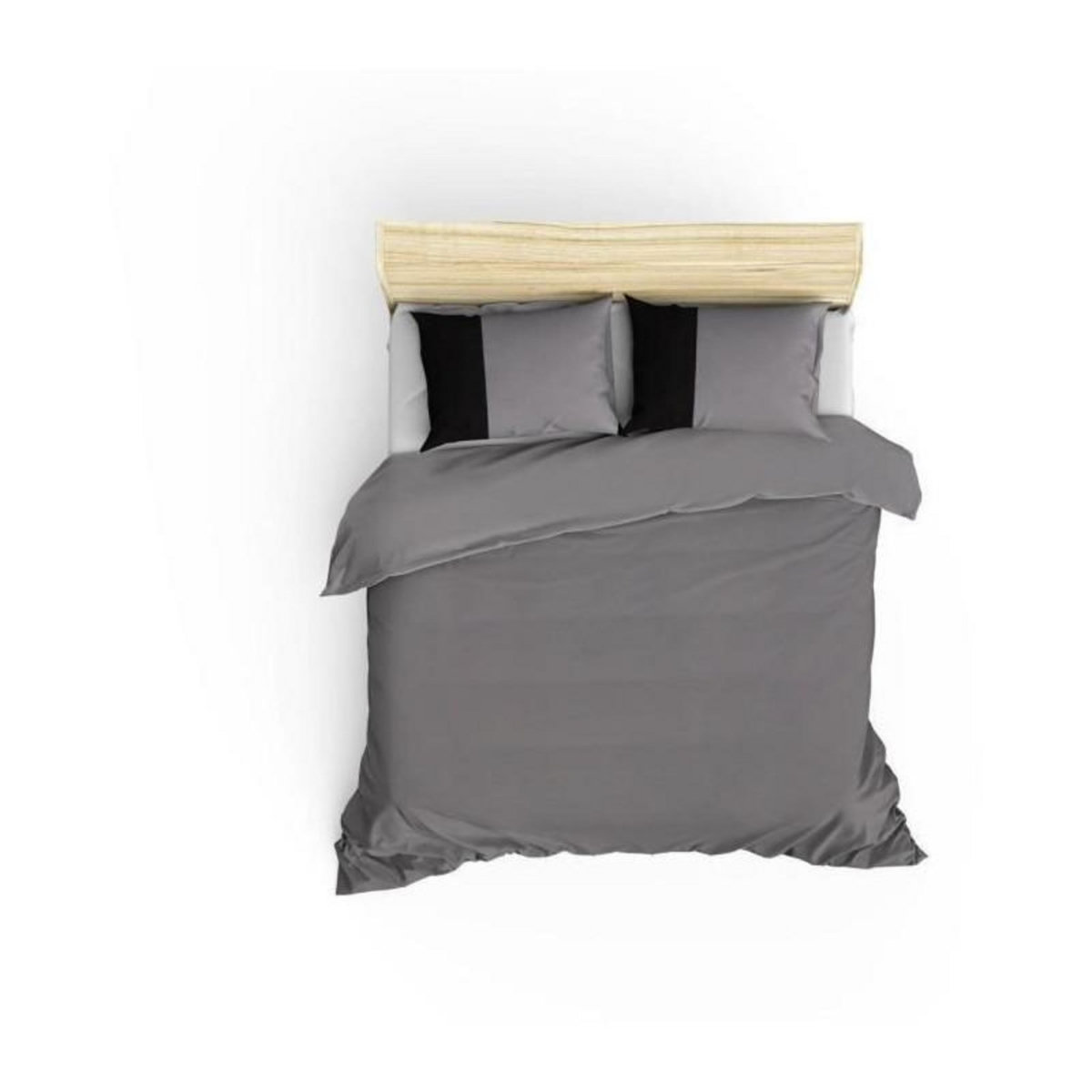 GENERIQUE Parure de lit - 129CTN62692 - 1 housse de couette 220 x 240 cm + 2 taies d'oreiller 60 x 60 cm - 100% coton ranforcé - Gris