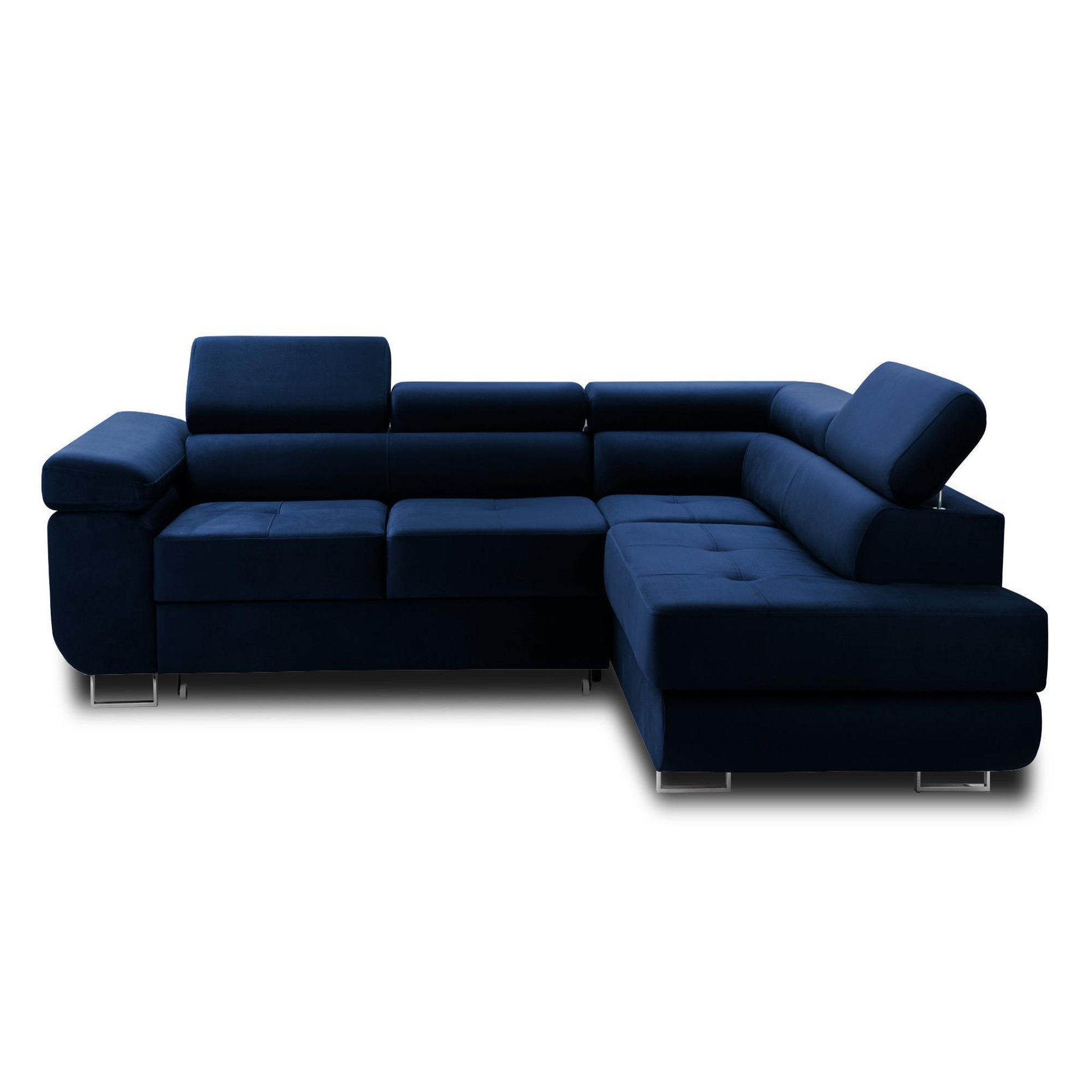 Voir la diapositive 1 : BEST MOBILIER Pablo - canapé d'angle droit - 5 places - convertible avec coffre et têtières réglables - en velours
