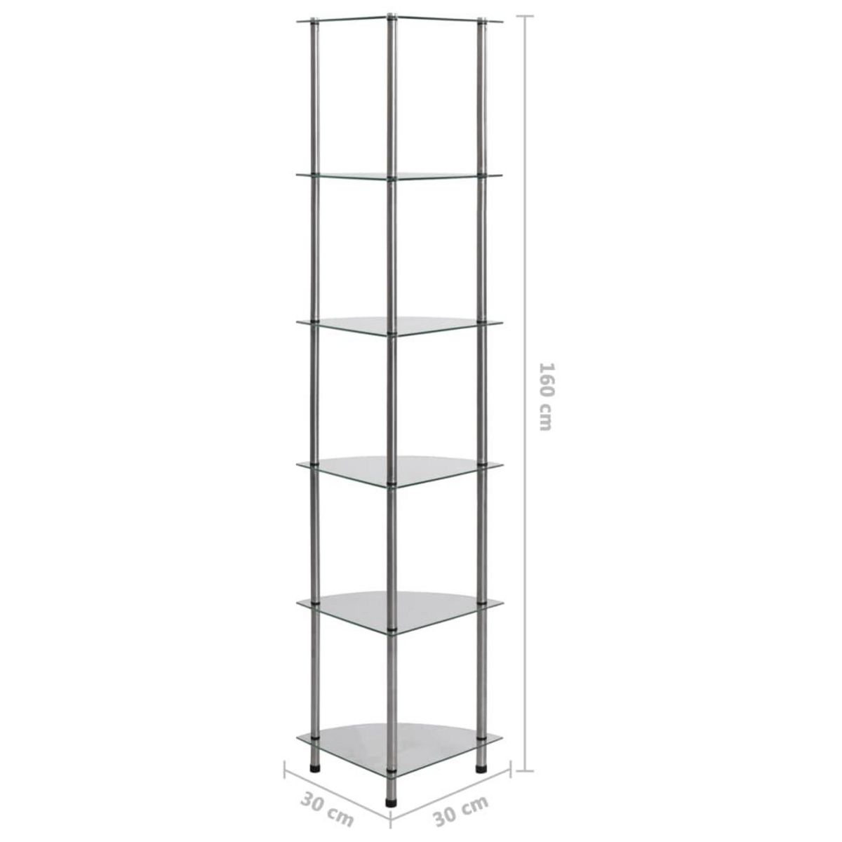 VIDAXL Etagere a 6 niveaux Transparent 30x30x160 cm Verre trempe
