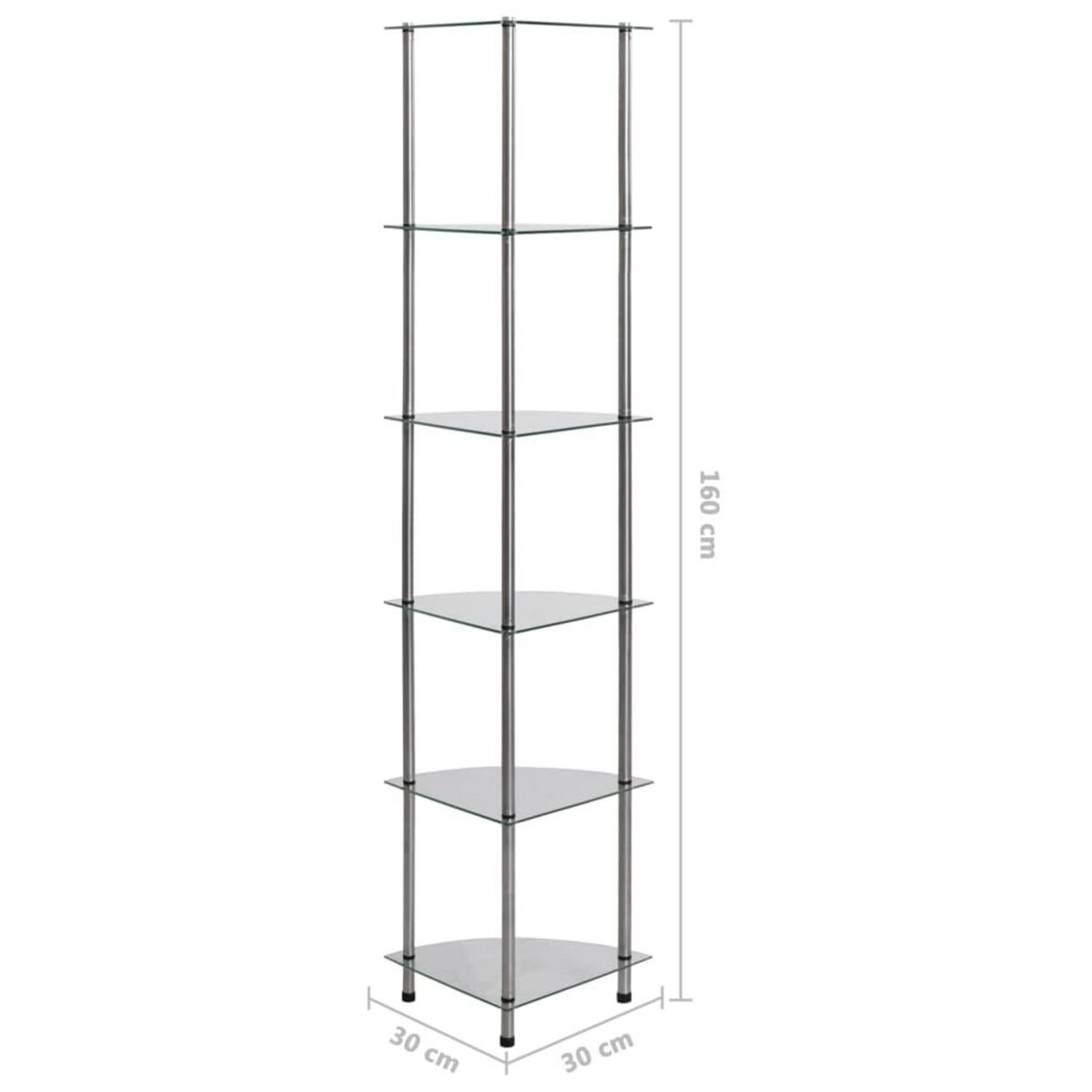 VIDAXL Etagere a 6 niveaux Transparent 30x30x160 cm Verre trempe