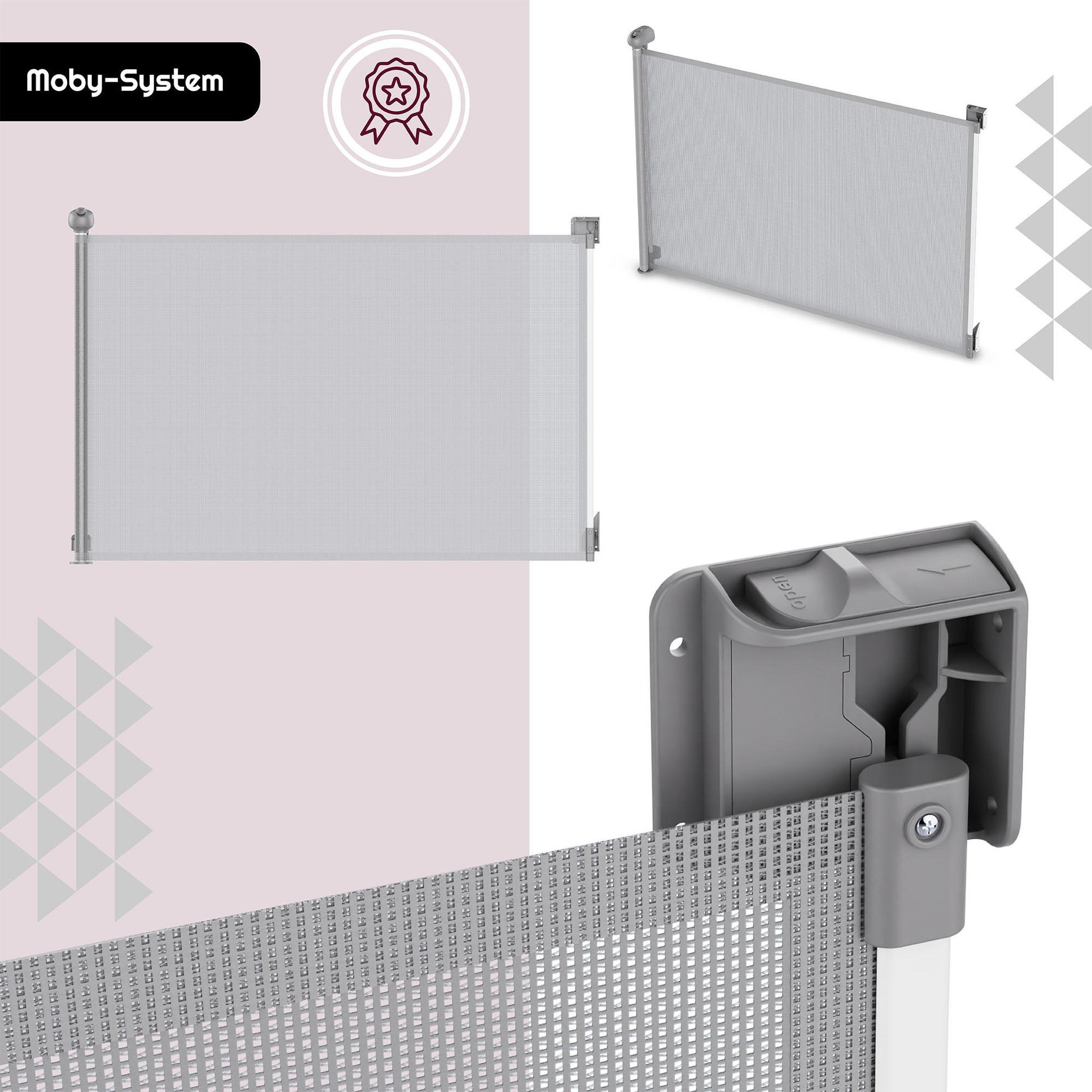 Voir la diapositive 3 : MOBY SYSTEM Barrière de sécurité rétractable Moby-System STAIRSAFE 140 cm avec verrouillage automatique