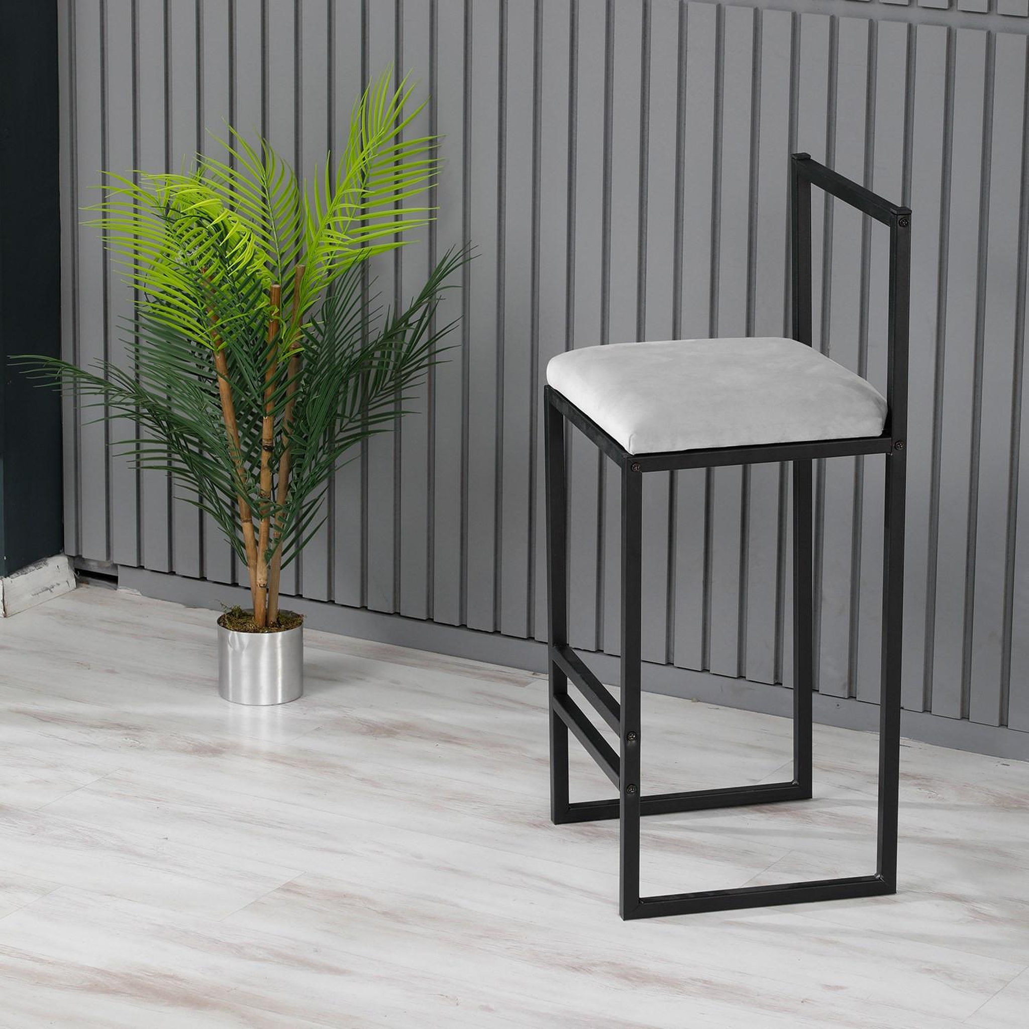 Voir la diapositive 3 : Habitat et Jardin Tabouret de bar en métal  nordic  35 x 35 x 84 cm - crème