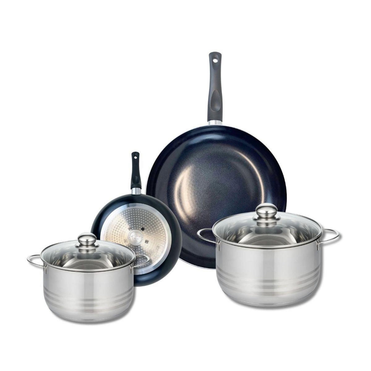 ELO Ensemble de 2 Poêles de cuisson 20 et 32 cm et 2 faitouts 20 et 24 cm Elo Prima Brillant