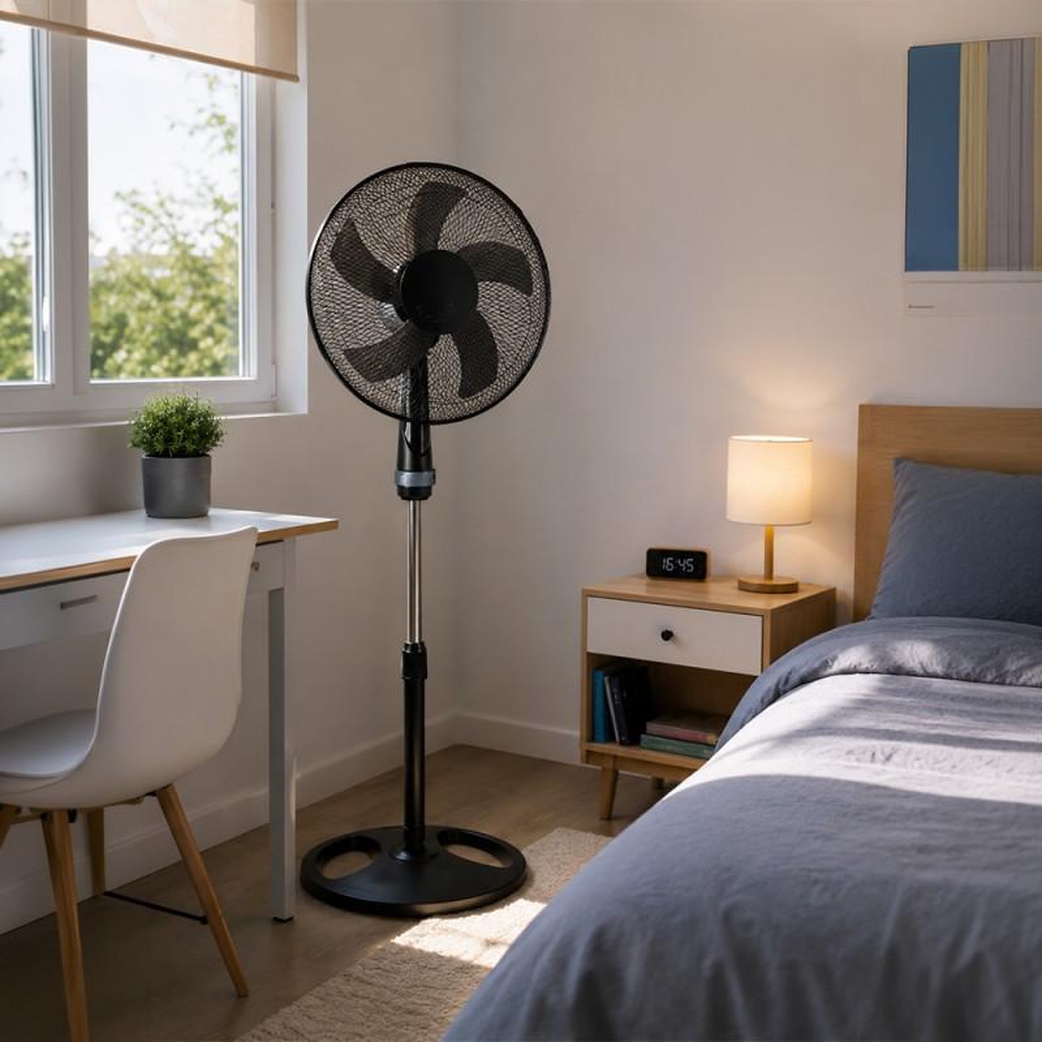 Voir la diapositive 4 : Ventilateur 3-en-1 polyvalent : sol, mur et table