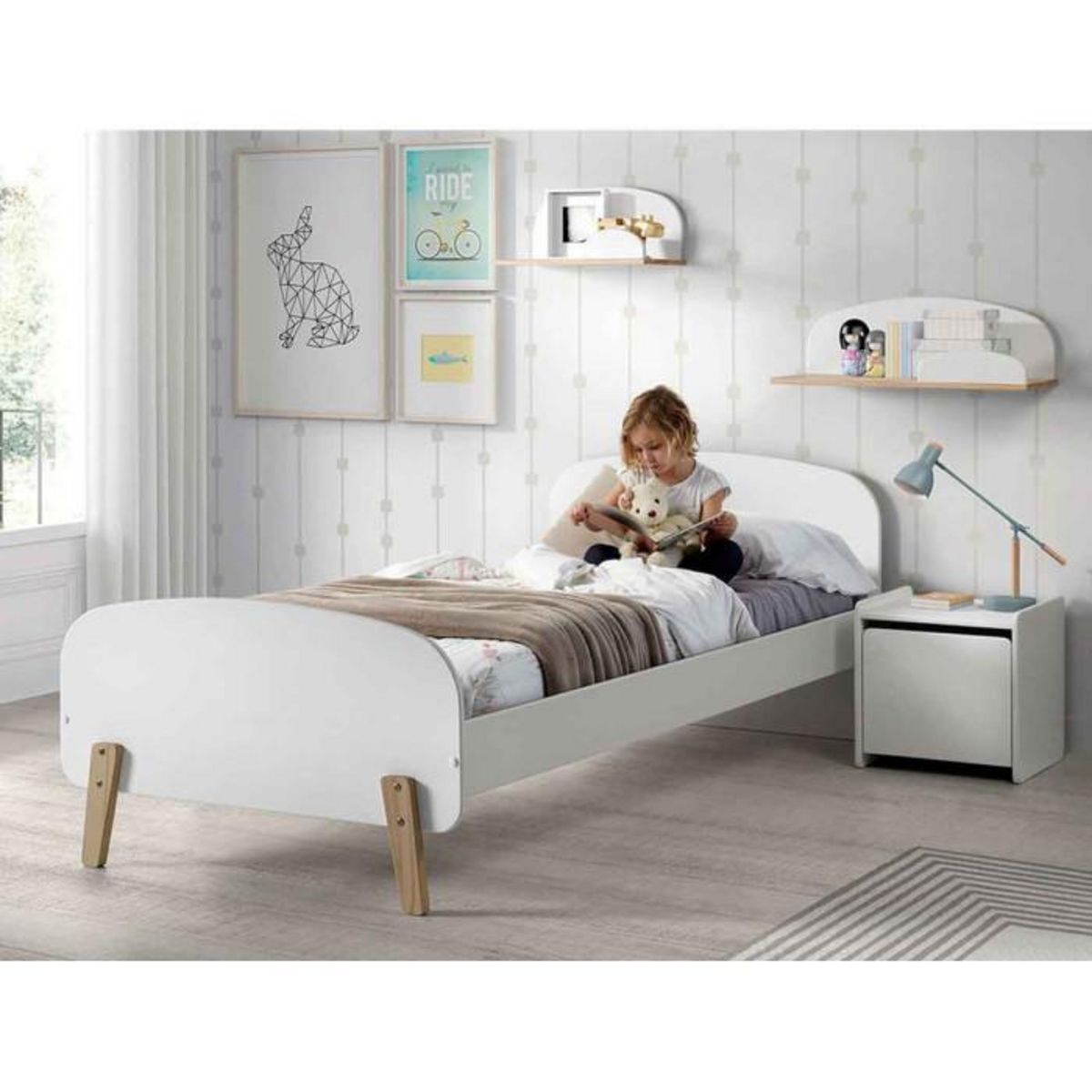 Paris Prix Table de Chevet Enfant  Kiddy  40cm Blanc