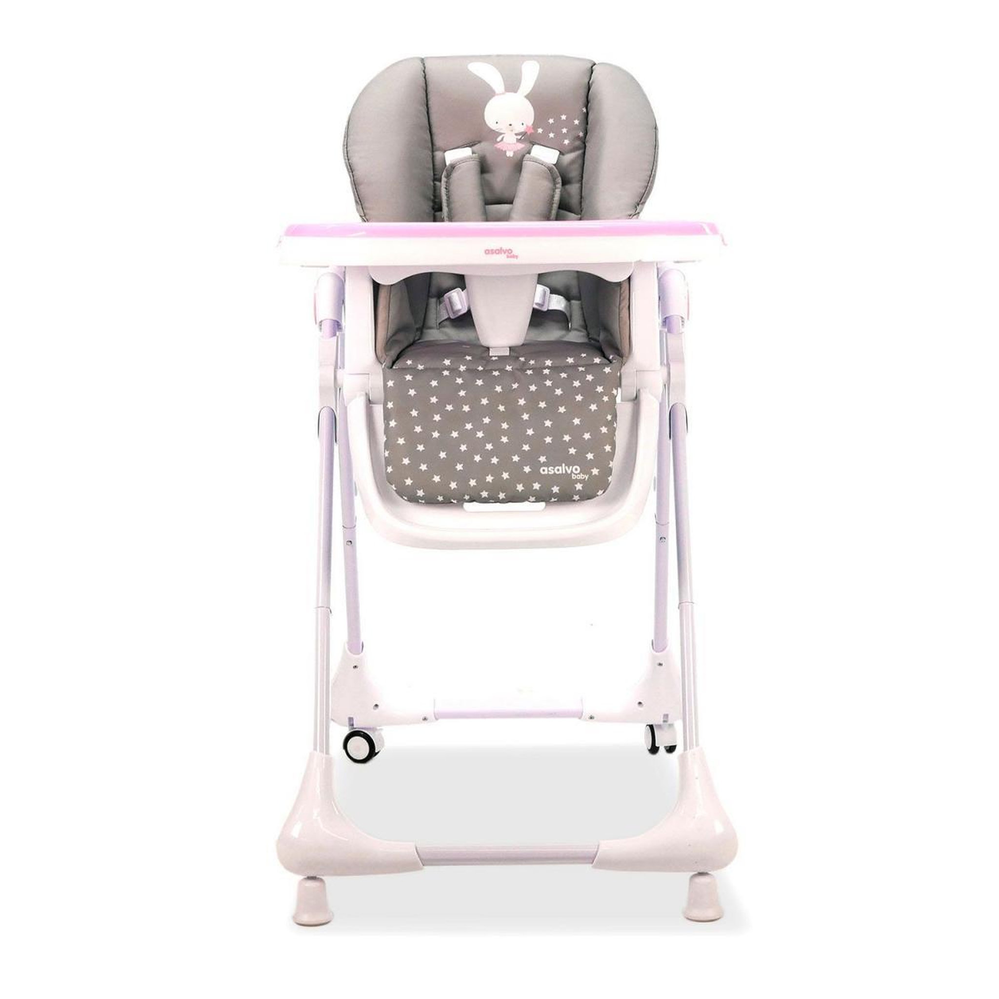 Voir la diapositive 2 : Asalvo Chaise haute avec roues Baby Rabbit - Rose