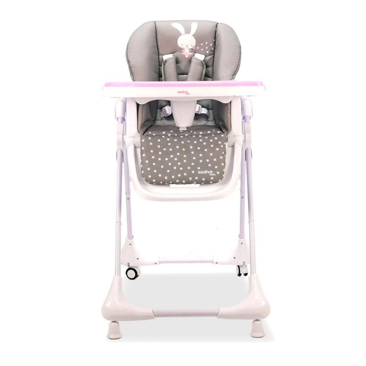 Asalvo Chaise haute avec roues Baby Rabbit - Rose