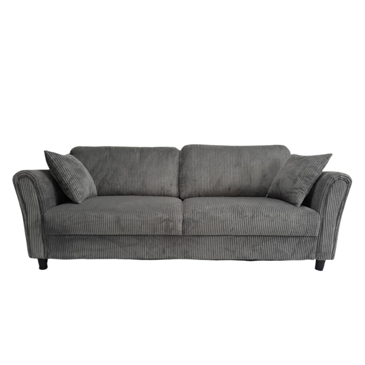 CONCEPT USINE Canapé droit 4 places en velours côtelé gris foncé LUCERNE