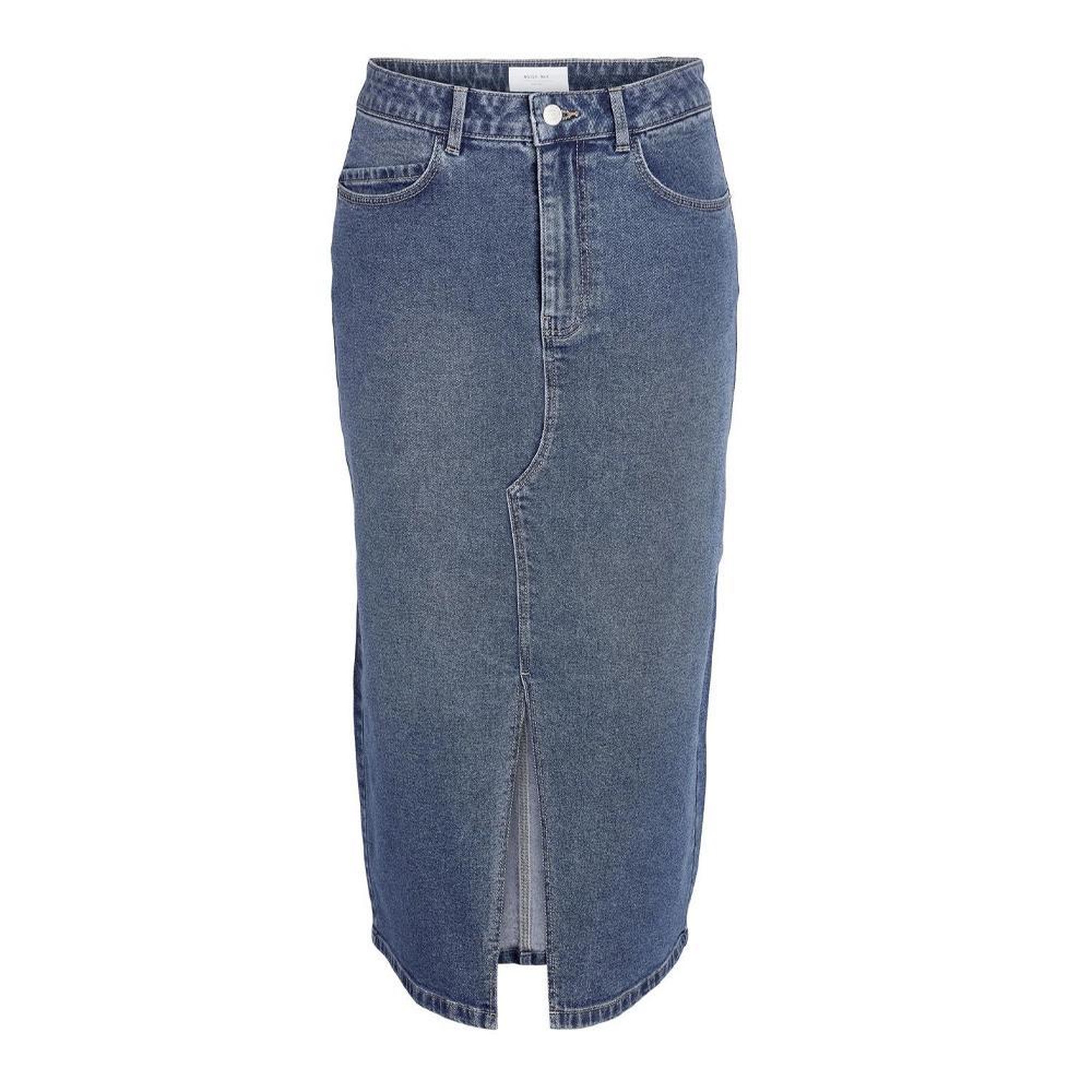 NOISY MAY Jupe en Jean Longue Bleu Femme Noisy May Slit Midi Skirt. Coloris disponibles : Bleu