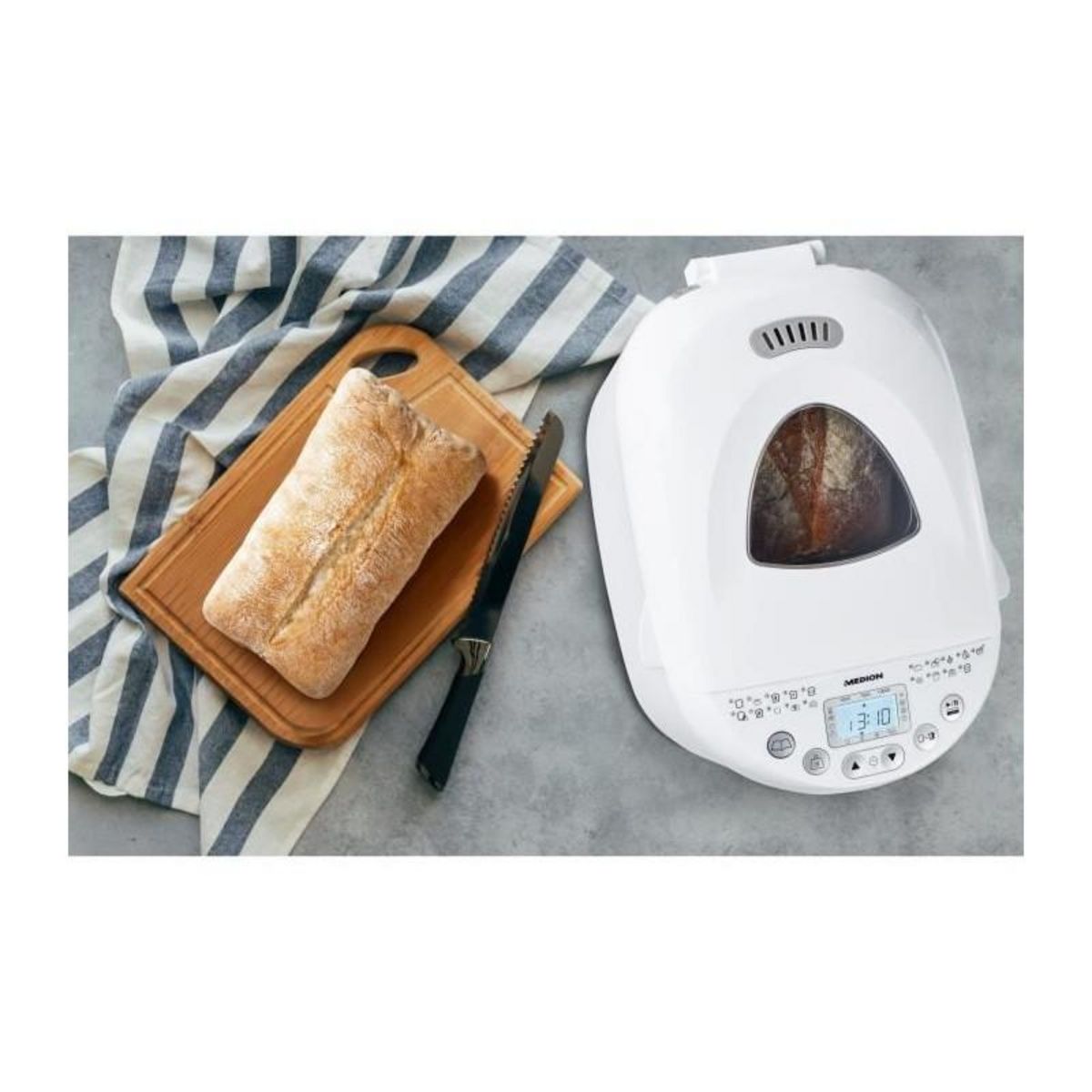 Medion Machine a Pain - MEDION - 50073723 - 550 W - 19 programmes - Hublot - Blanc