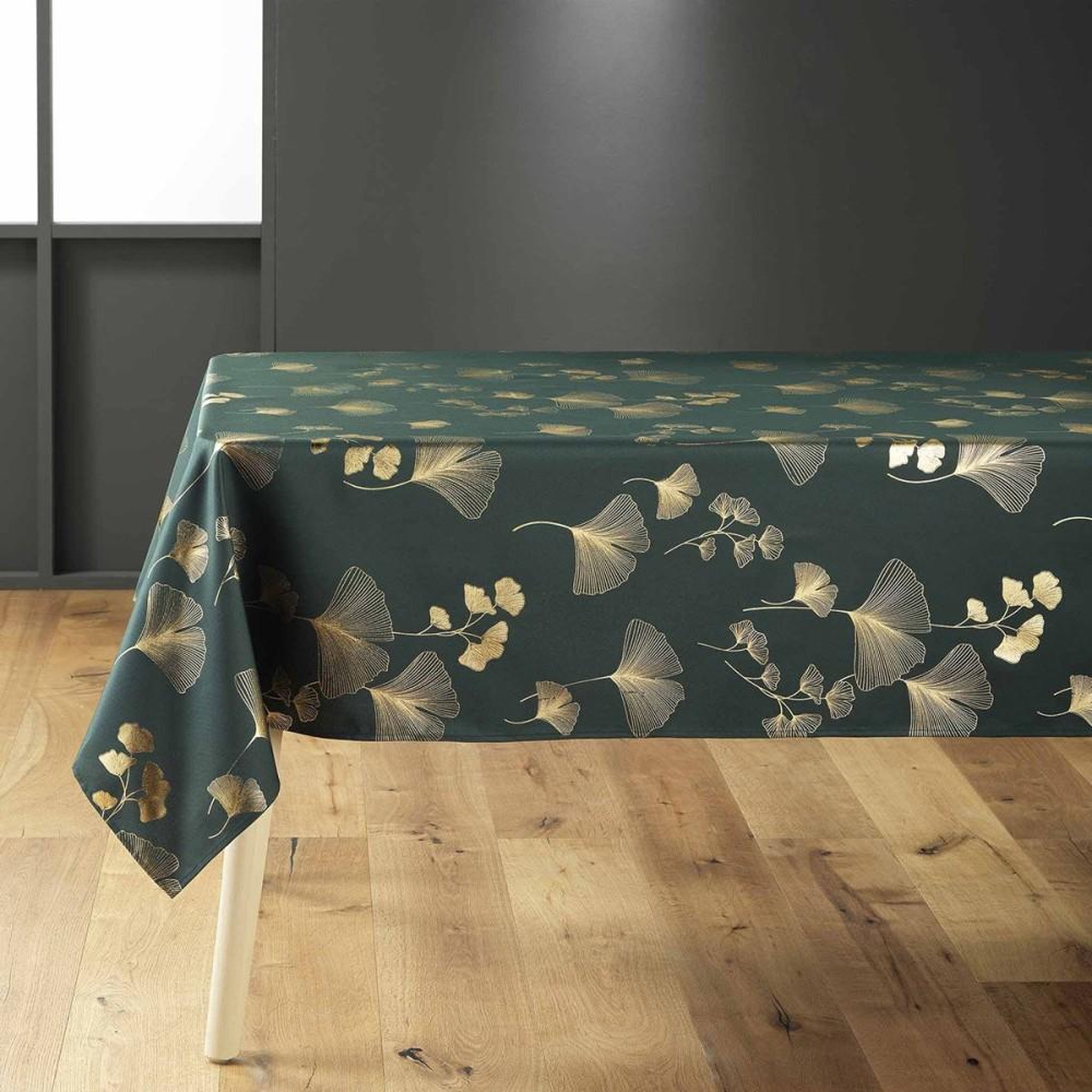 Douceur d'Intérieur Nappe rectangulaire 150x240 cm métallisé Bloomy vert or