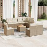VIDAXL Salon de jardin avec coussins 9 pcs beige resine tressee