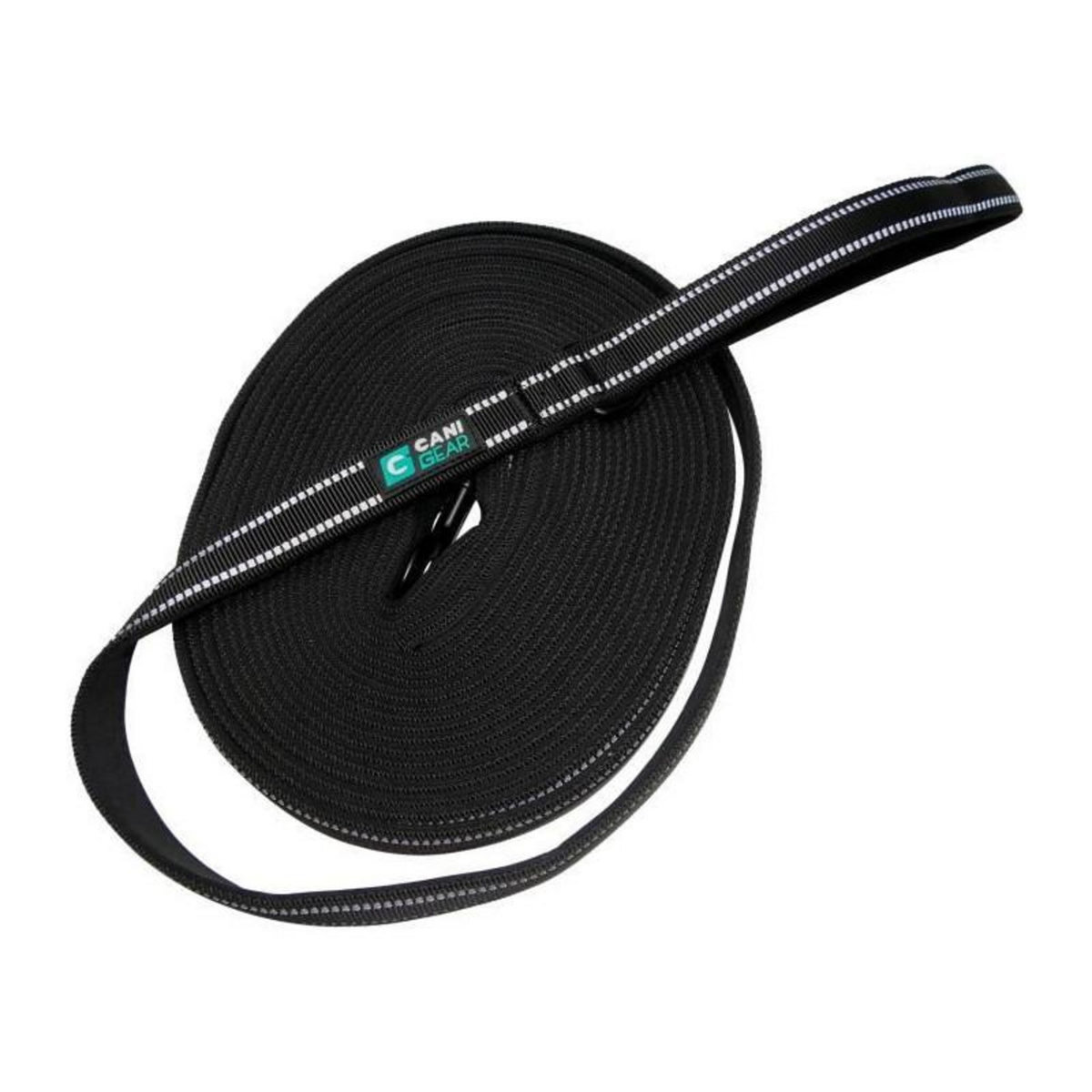 Longe pour chien - CANI GEAR - 10 m - Néoprene souple avec poignée - Noir