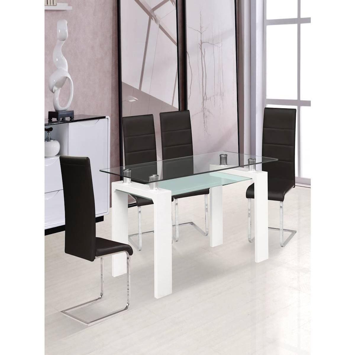 Habitat et Jardin Table repas  Eva  - 150 x 80 x 75 cm - Blanc laqué