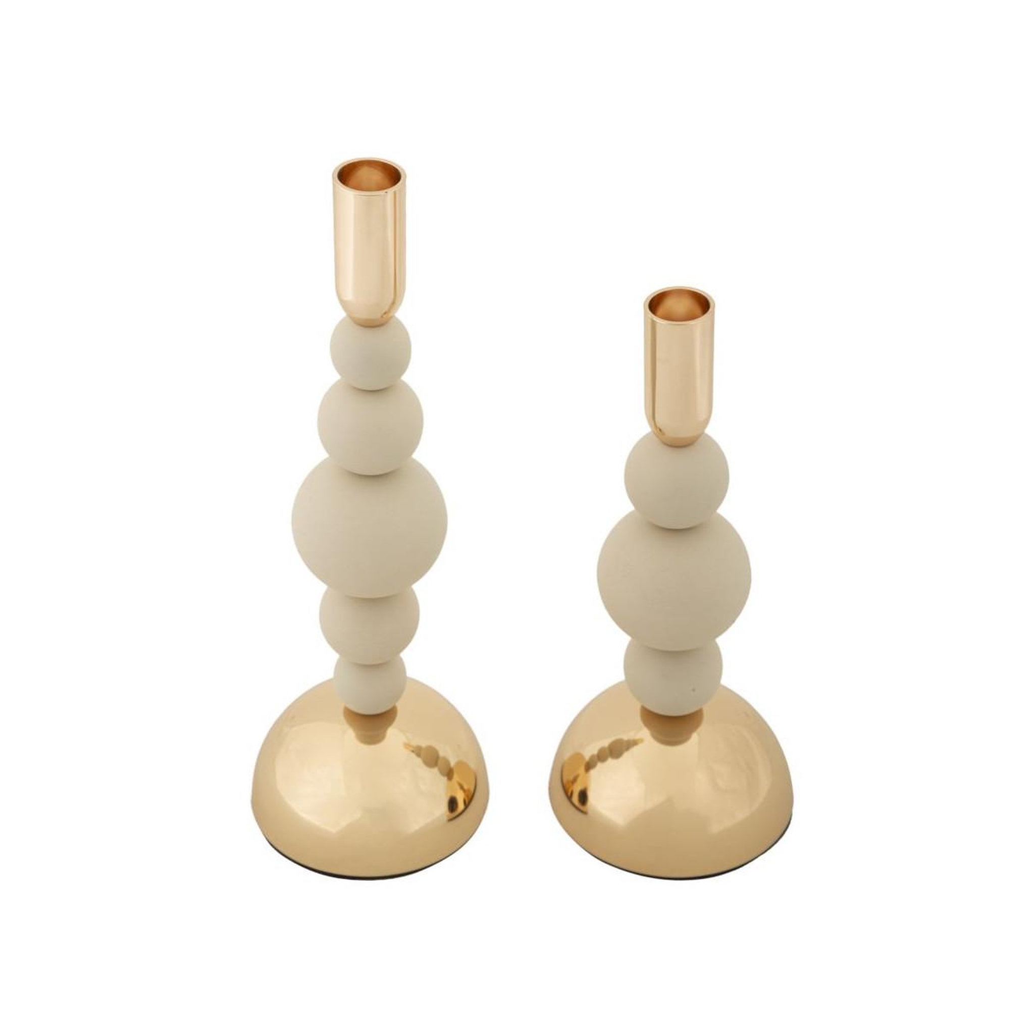 Voir la diapositive 2 : Paris Prix Lot de 2 Chandeliers  Bolly  29cm Crème & Or