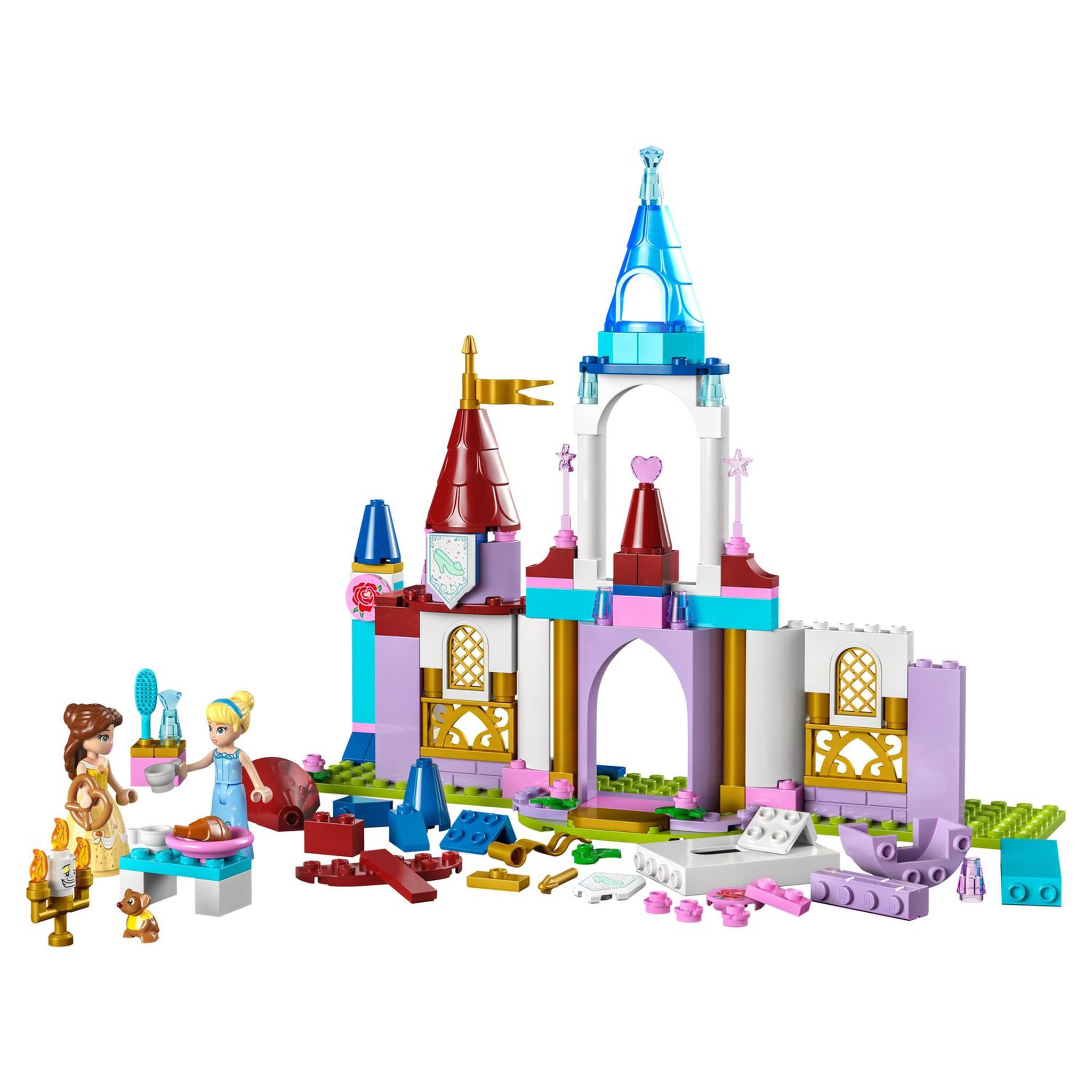 Voir la diapositive 3 : LEGO Disney Princess 43219 - Châteaux créatifs Disney Princess, Jouet Château avec Mini-Poupées Belle et Cendrillon et Boîte de Rangement en Briques