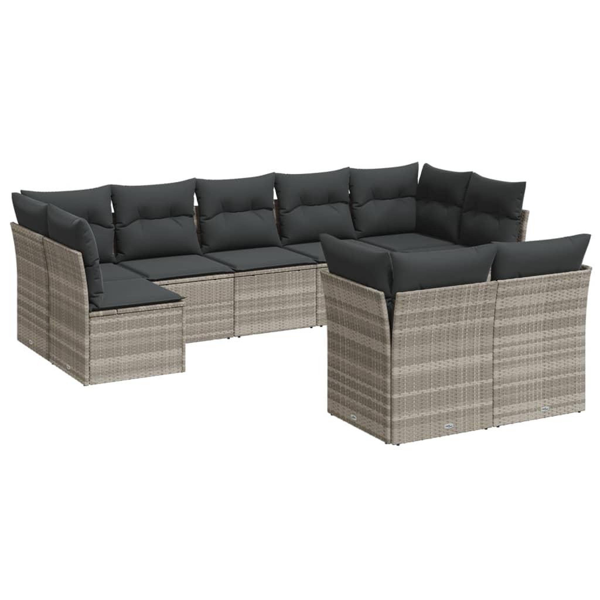 Voir la diapositive 2 : VIDAXL Salon de jardin 9 pcs avec coussins gris clair resine tressee