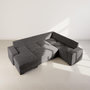 Voir la diapositive 5 : BEST MOBILIER Lorie - canapé panoramique d'angle droit 7 places convertible en velours côtelé grosse côte avec coffre