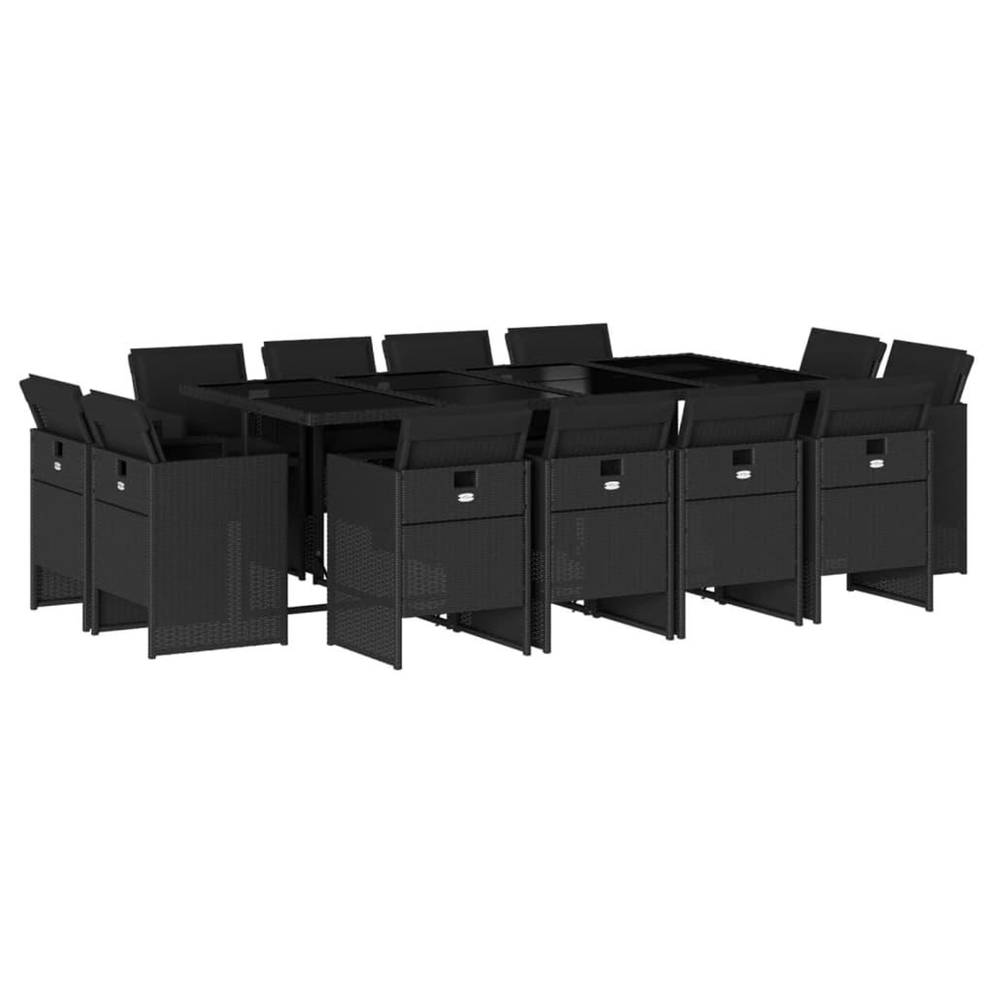 Voir la diapositive 2 : VIDAXL Ensemble a manger de jardin 13 pcs coussins noir resine tressee