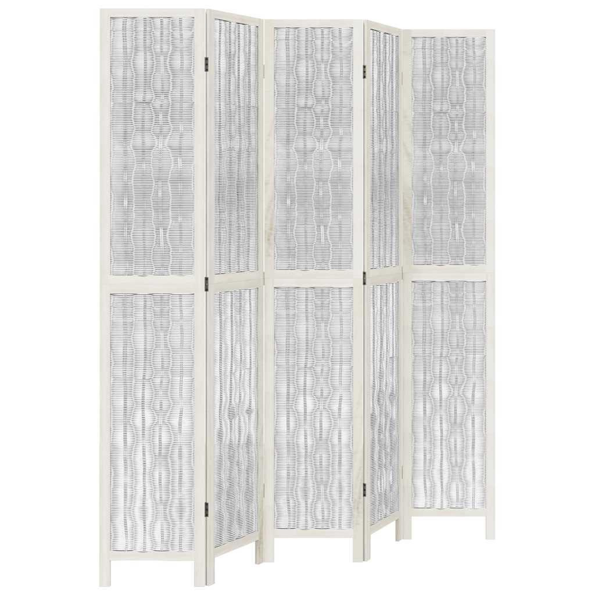 Voir la diapositive 2 : VIDAXL Cloison de separation 5 panneaux blanc bois de paulownia massif