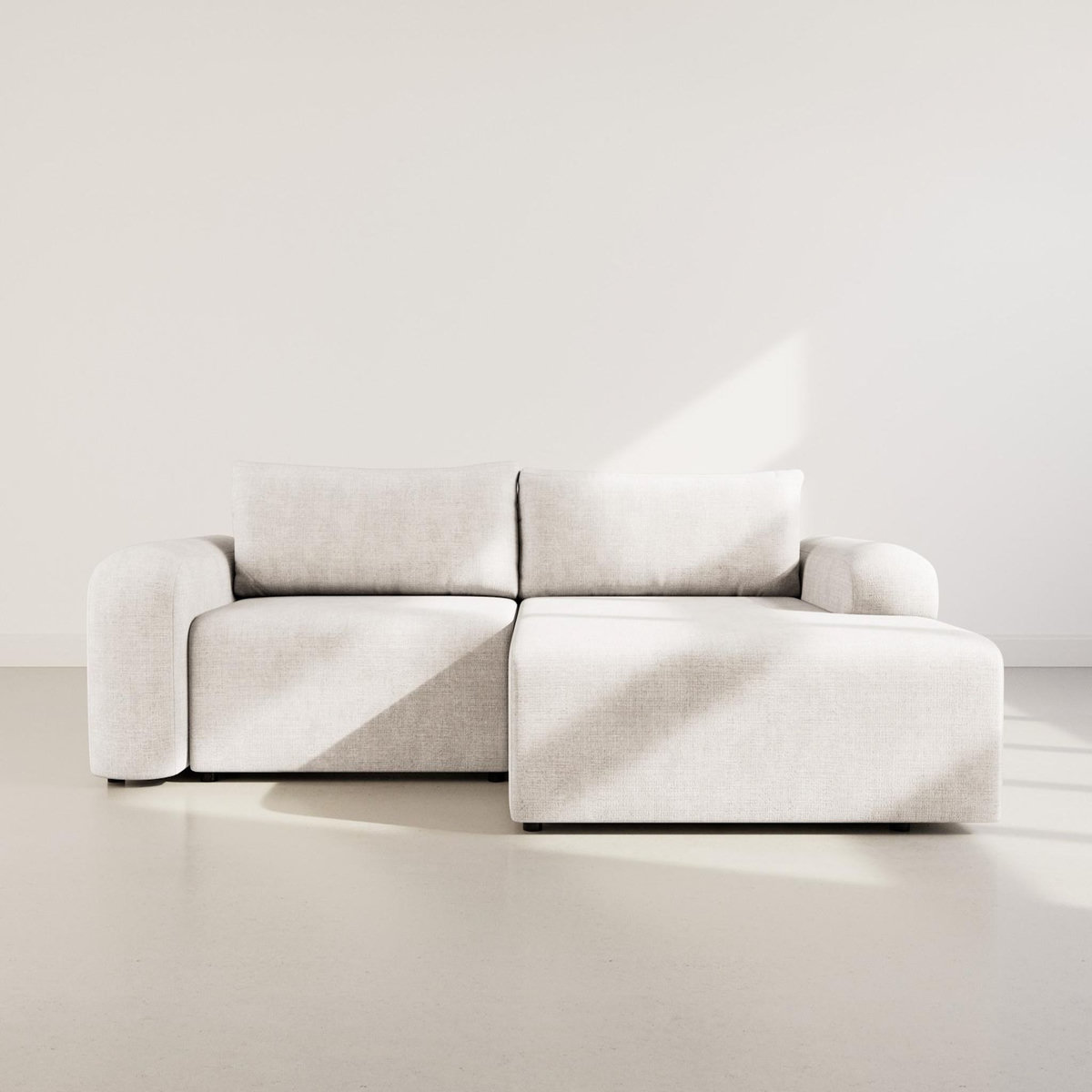 BEST MOBILIER Rebecca - canapé d'angle droit 4 places convertible avec coffre en velours texturé