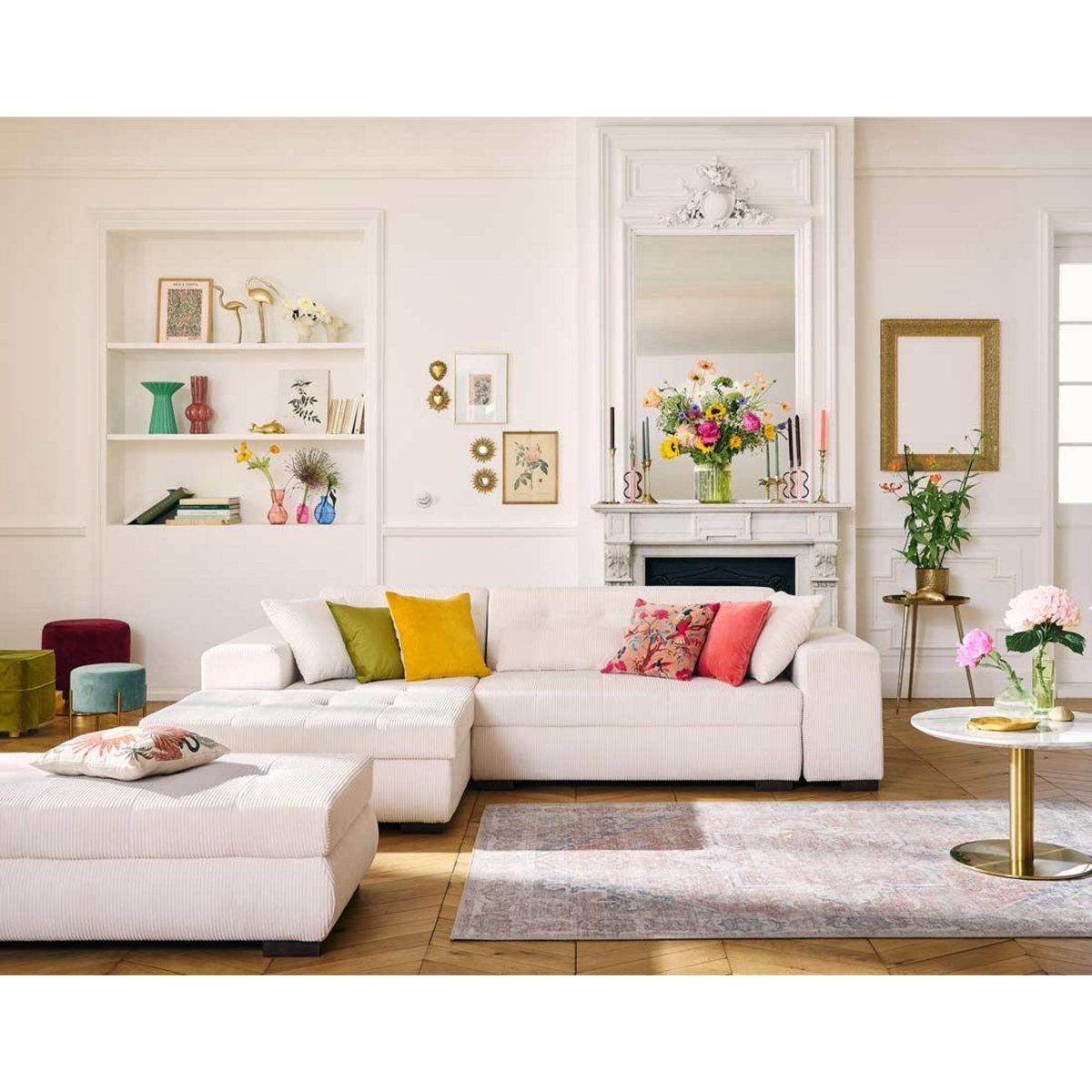 LISA DESIGN Vermont - pouf d'appoint - en velours côtelé