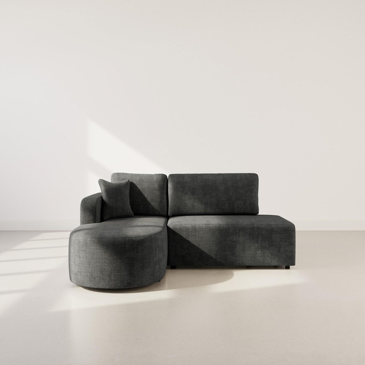 BEST MOBILIER Miro - canapé d'angle gauche 4 places convertible avec coffre en velours texturé