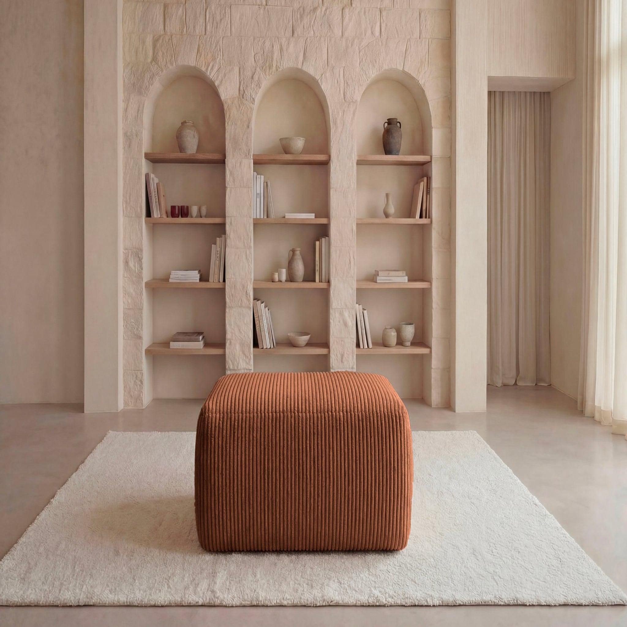 Voir la diapositive 3 : CASANOVA PARIS Olympe - pouf en petit velours côtelé 100x68x42