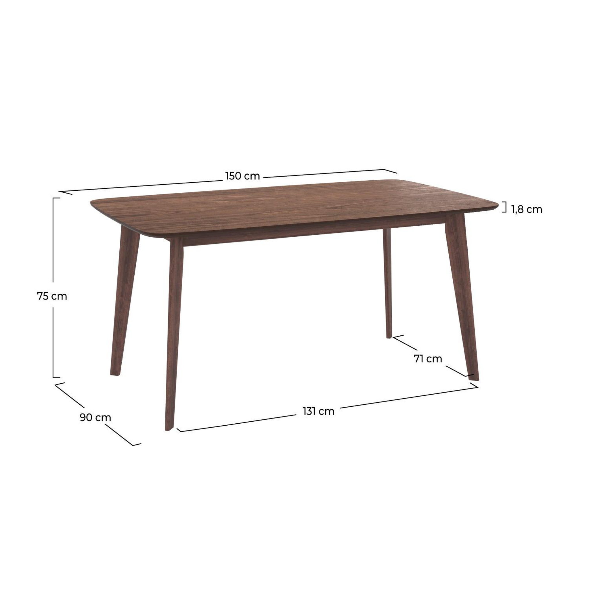 Voir la diapositive 4 : MAISON PAVANE Table rectangulaire 6 personnes en bois foncé 150 cm-oman