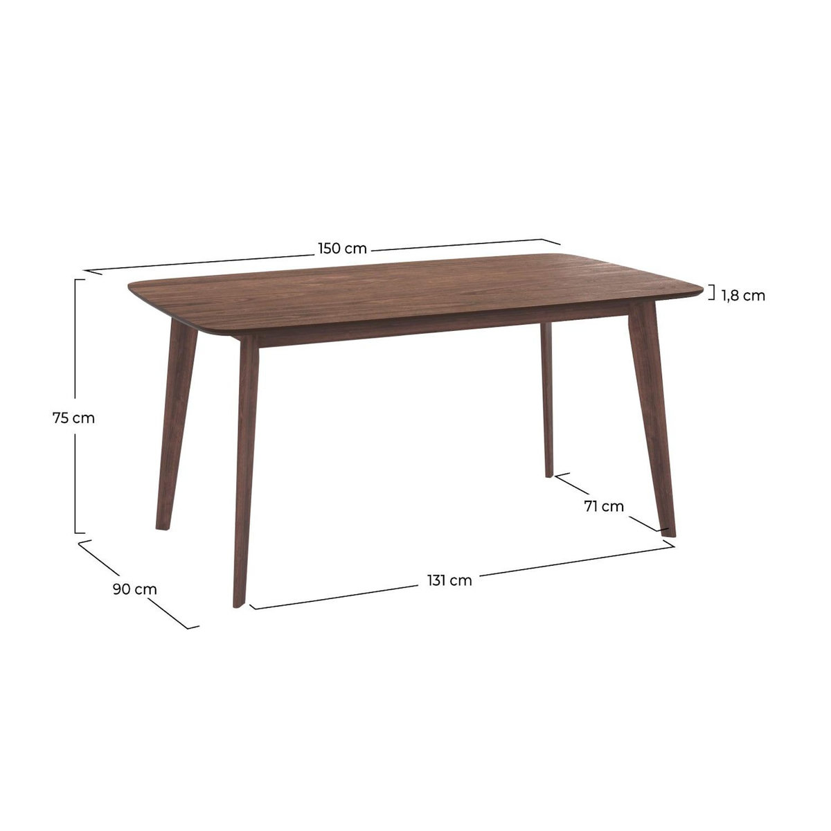MAISON PAVANE Table rectangulaire 6 personnes en bois foncé 150 cm-Oman