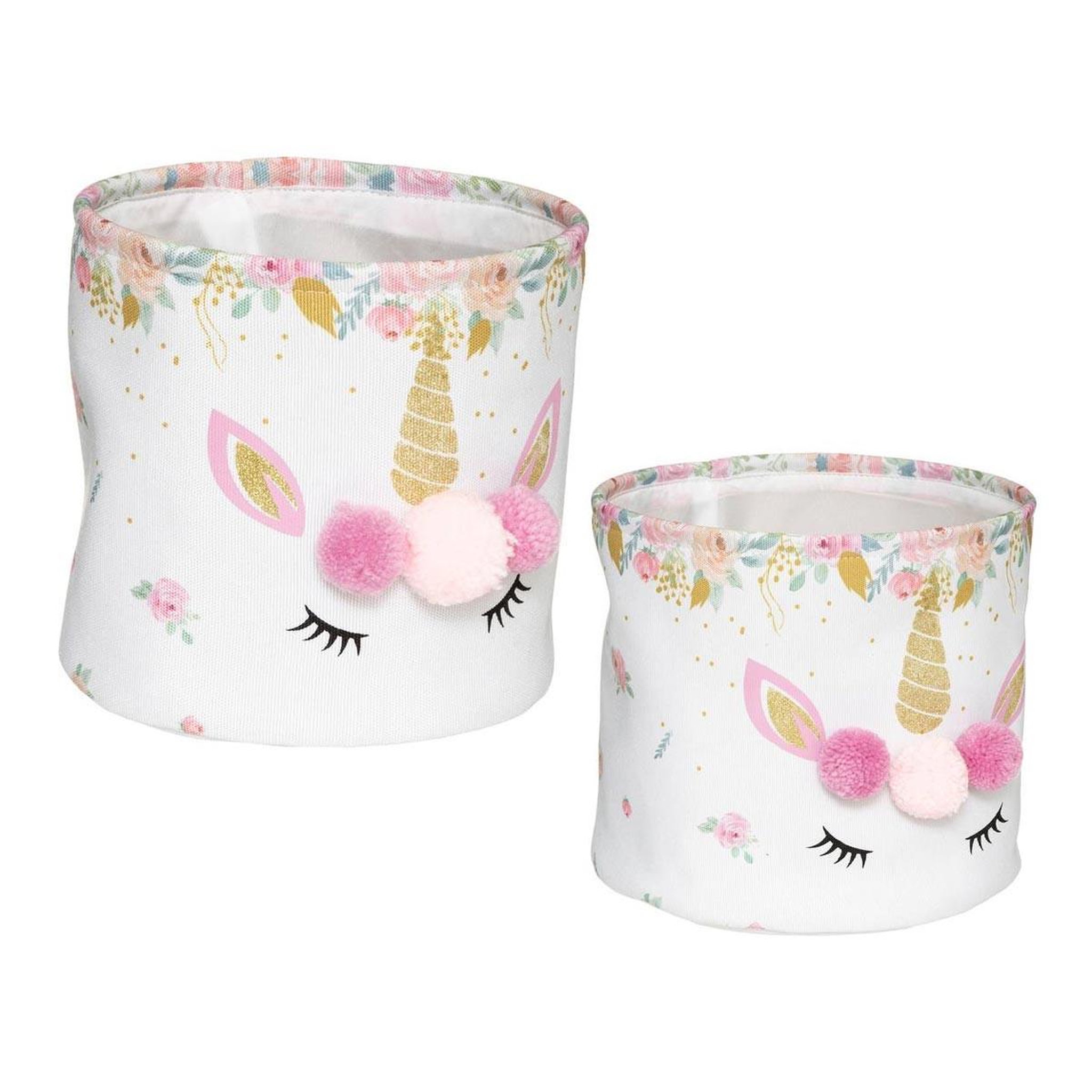 Atmosphera Kids Lot de 2 paniers déco enfant  licorne  30cm blanc