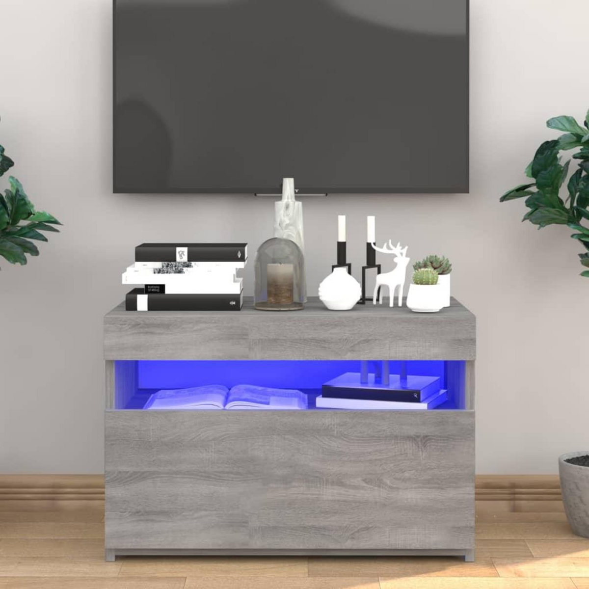 VIDAXL Meuble TV avec lumieres LED Sonoma gris 60x35x40 cm