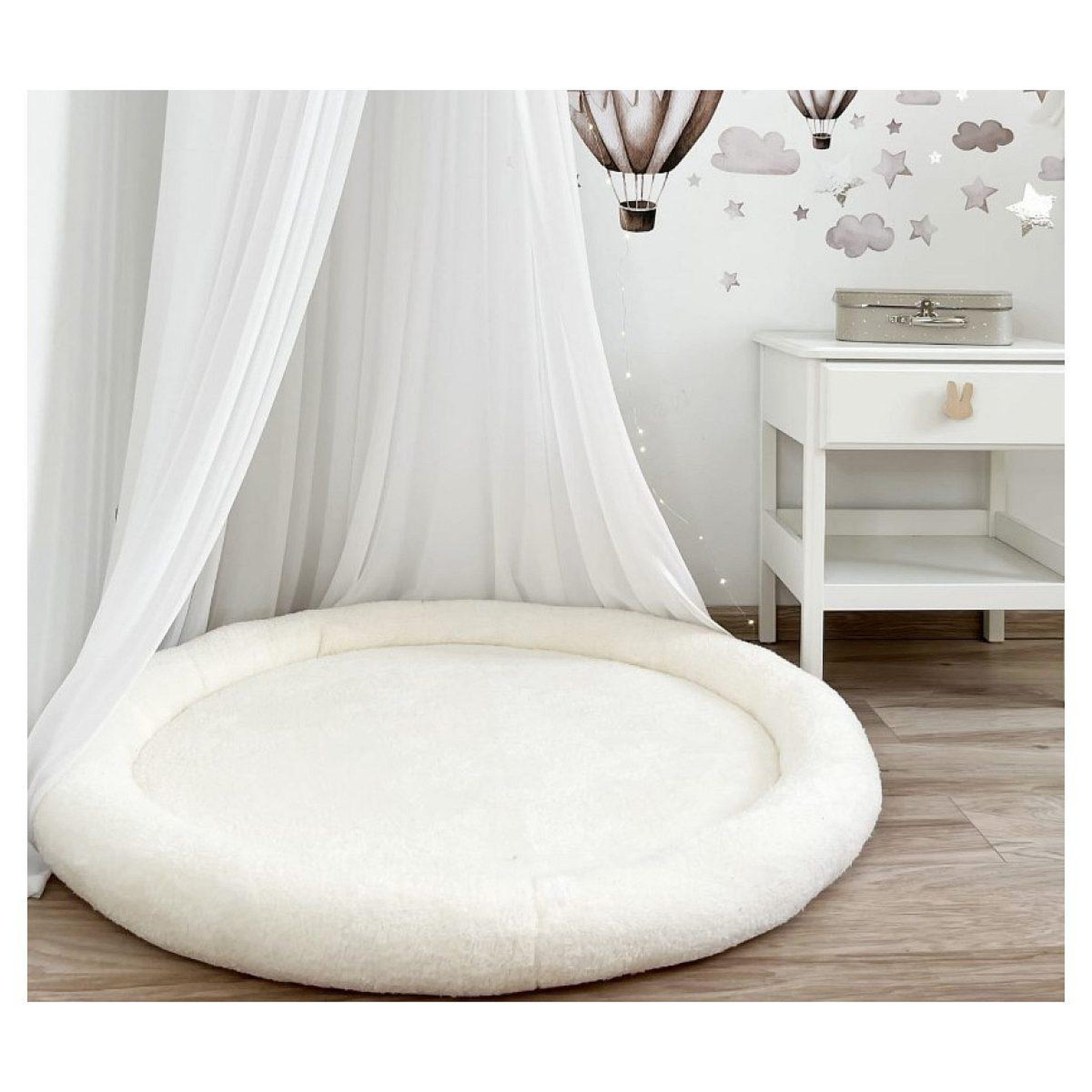 Voir la diapositive 2 : MONIO FOR KIDS Tapis de jeu nid en peluche écru
