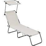 Habitat et Jardin Bain de soleil pliable  Lazy  - Avec pare soleil - Beige
