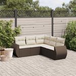 VIDAXL Salon de jardin avec coussins 5 pcs marron resine tressee