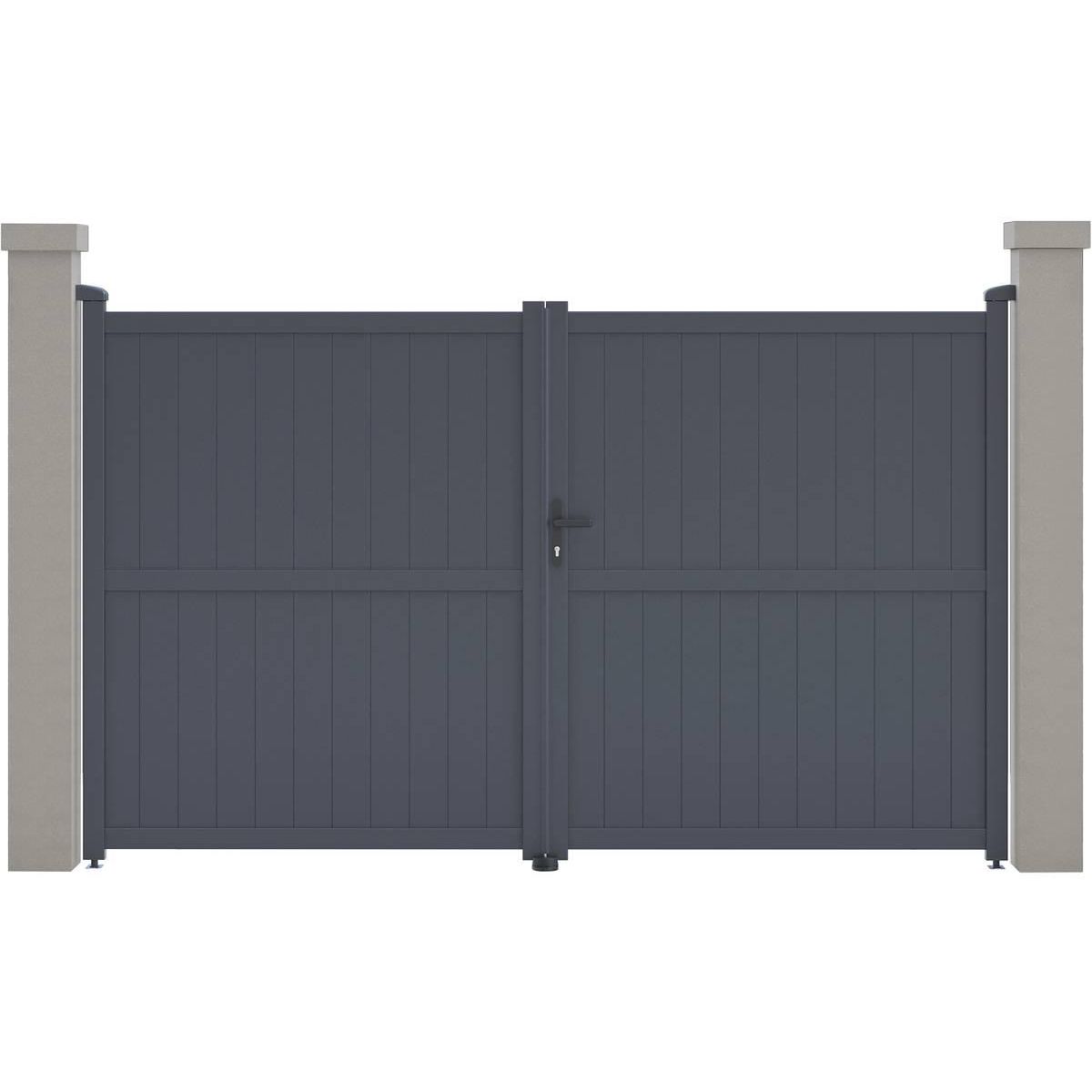 Habitat et Jardin Portail aluminium  Maurice  - 299.5 x 180.9 cm - Gris