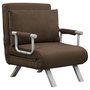 Voir la diapositive 1 : HOMCOM Fauteuil chauffeuse canapé-lit convertible 1 place déhoussable grand confort coussin pieds accoudoirs métal suède marron