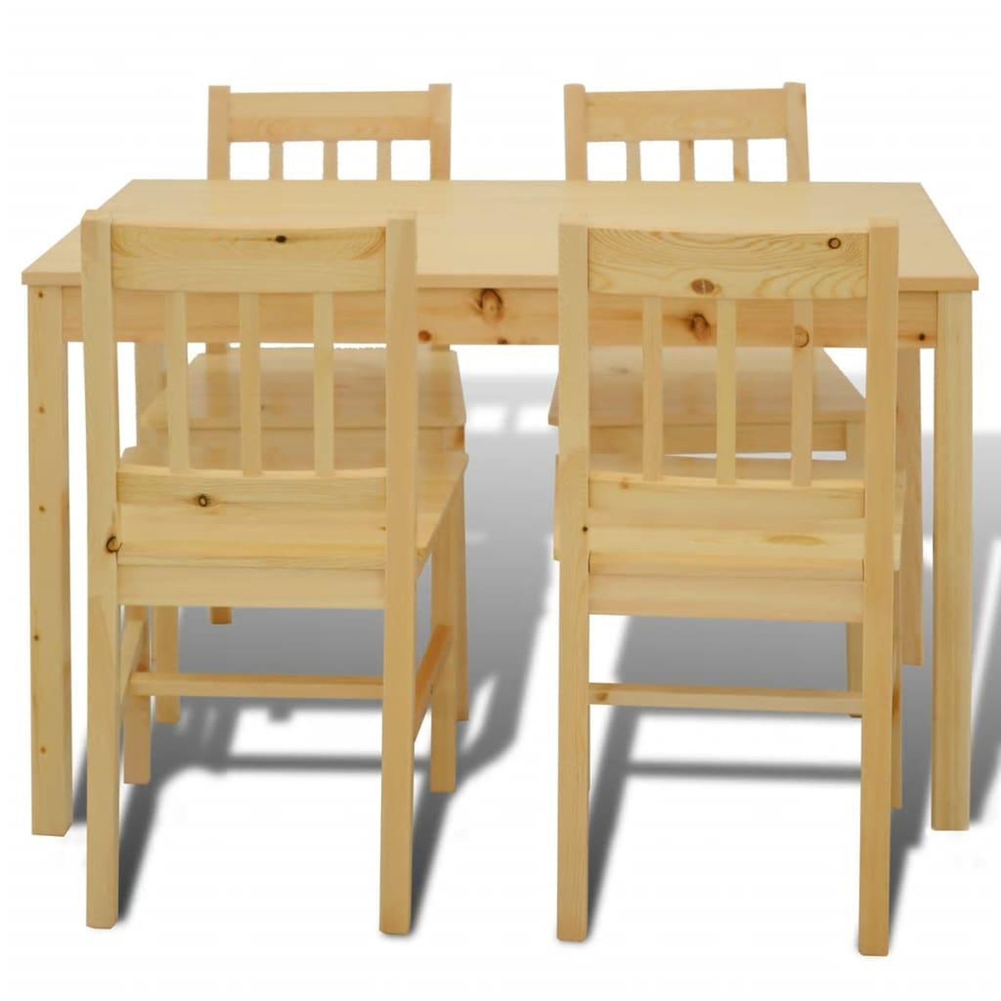 Voir la diapositive 3 : VIDAXL Table de salle a manger en bois avec 4 chaises Naturel