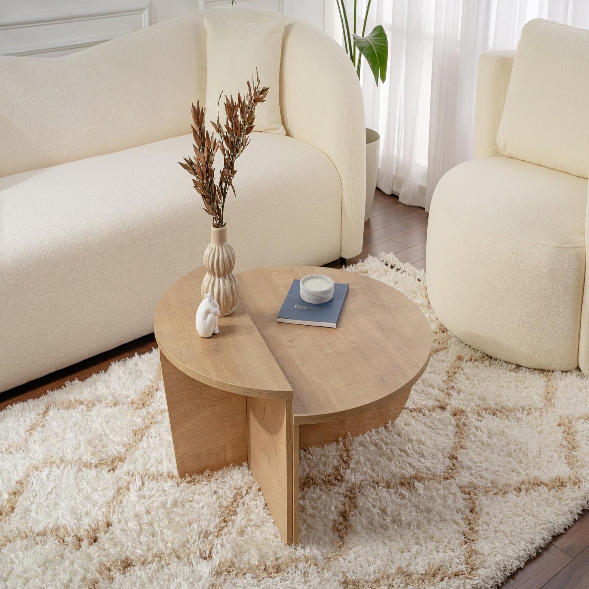 Voir la diapositive 3 : Habitat et Jardin Table basse en bois  orion  - 90 x 60 x 30 cm - chêne miel