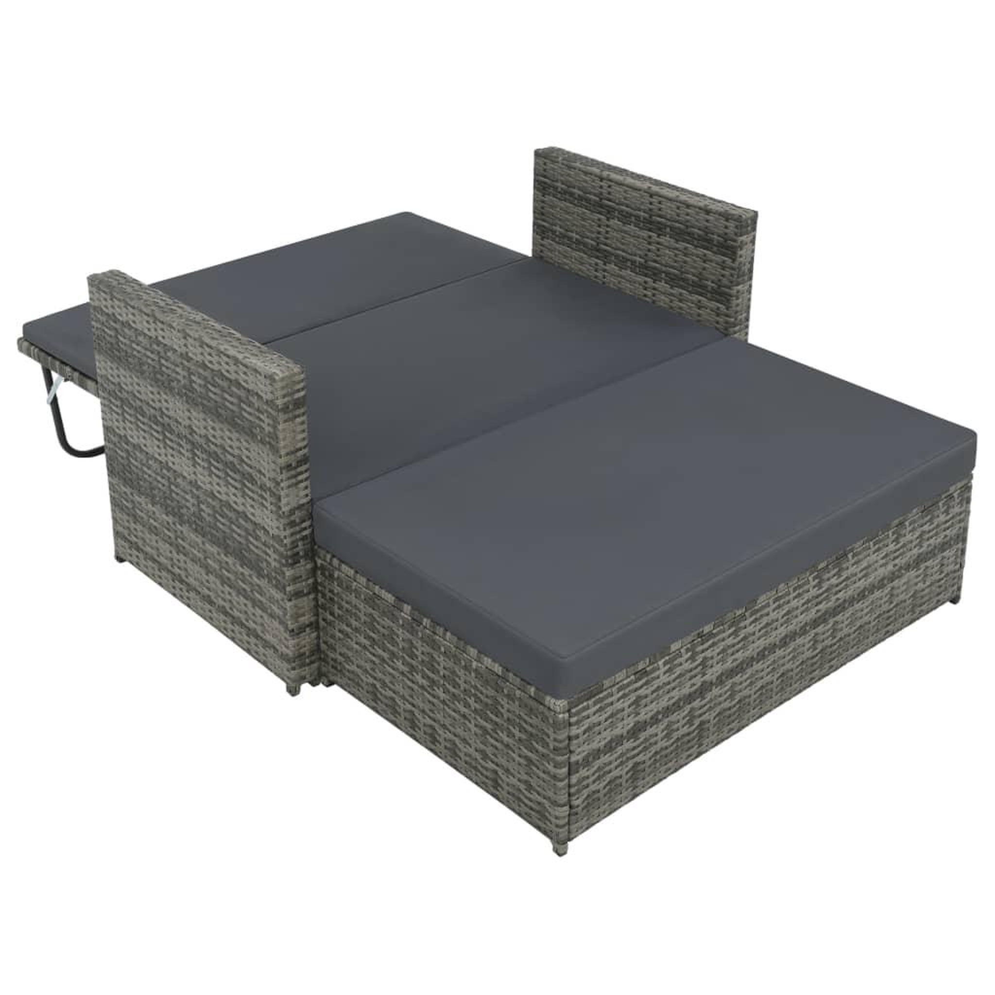 Voir la diapositive 4 : VIDAXL Salon de jardin 2 pcs avec coussins Resine tressee Gris