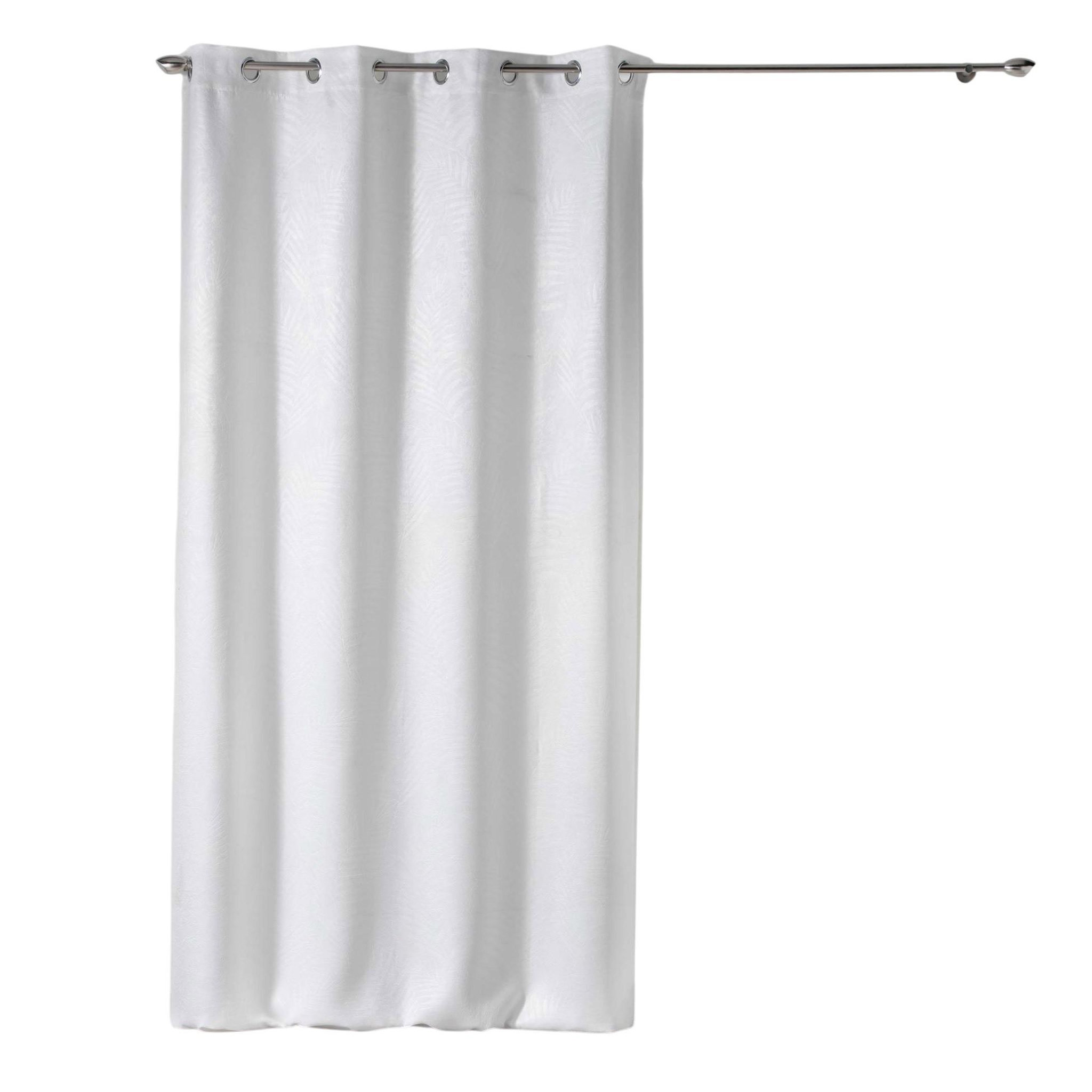 Eden Rideau occultant effet velours motif feuilles tropicales. Coloris disponibles : Blanc