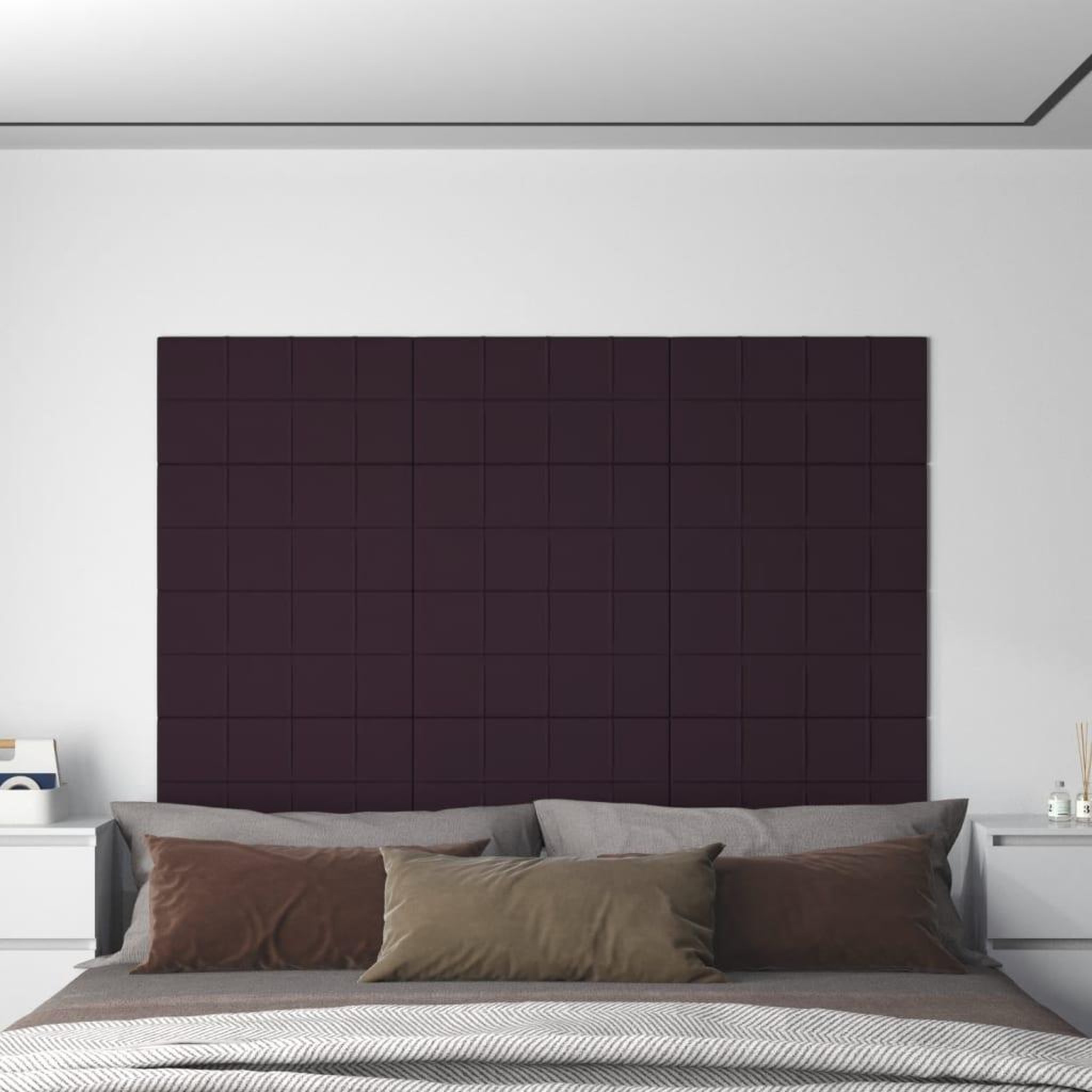 Voir la diapositive 1 : VIDAXL Panneaux muraux 12 pcs Violet 60x30 cm Tissu 2,16 m^2