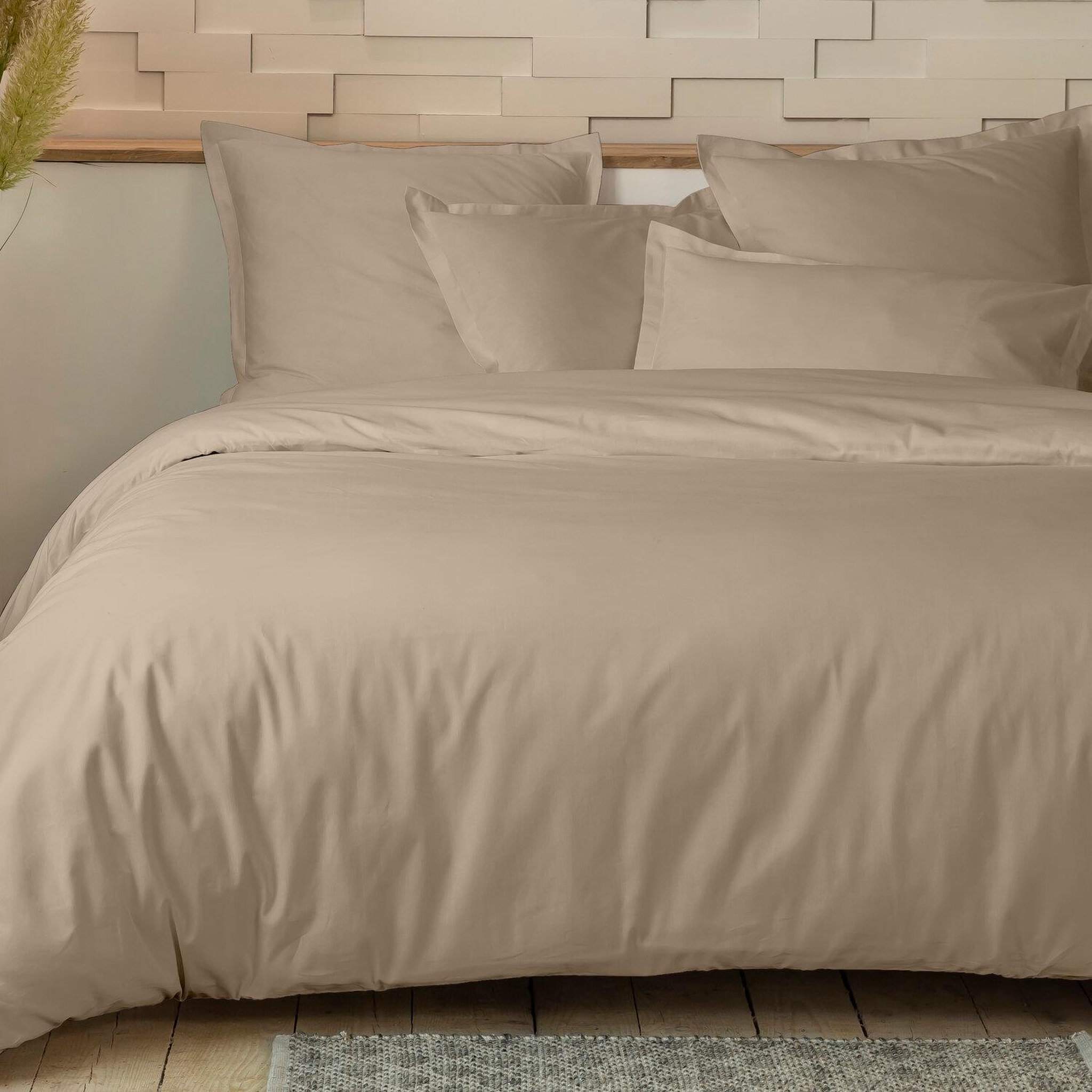 Voir la diapositive 2 : Home collection Parure de couette 100%percale de coton 80 fils/cm2-uni lin